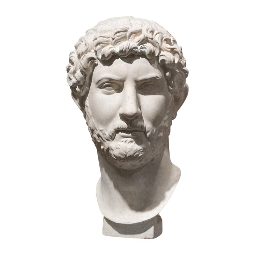 Mid-19th Century White Italian Neoclassical Plaster Bust Hadrian, 1860