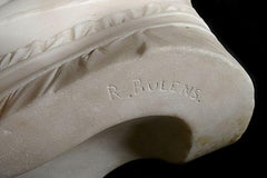 Mid-19th Century White Marble Bust of a Young Woman. Signed R. Bulens