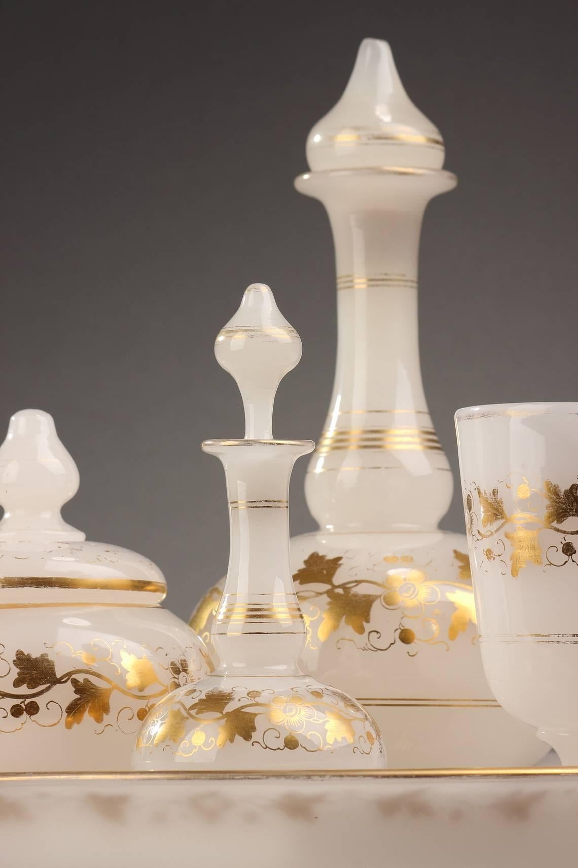 French Mid-19th Century White Opaline Water Set For Sale