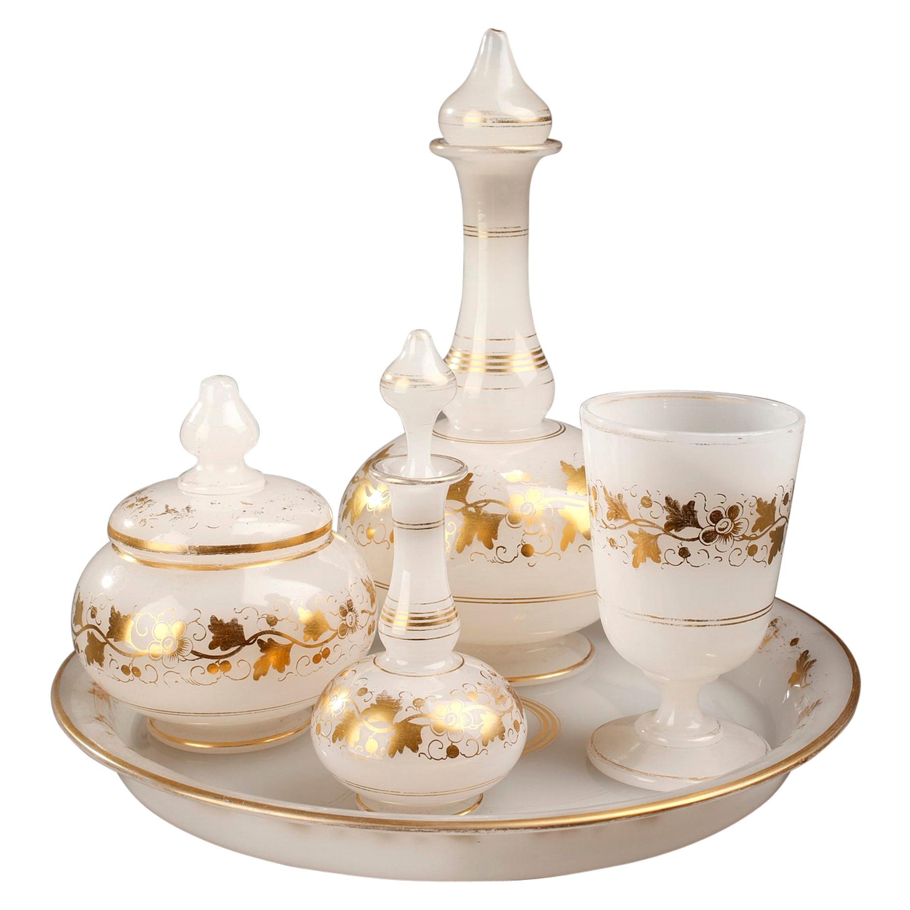 Mid-19th Century White Opaline Water Set For Sale