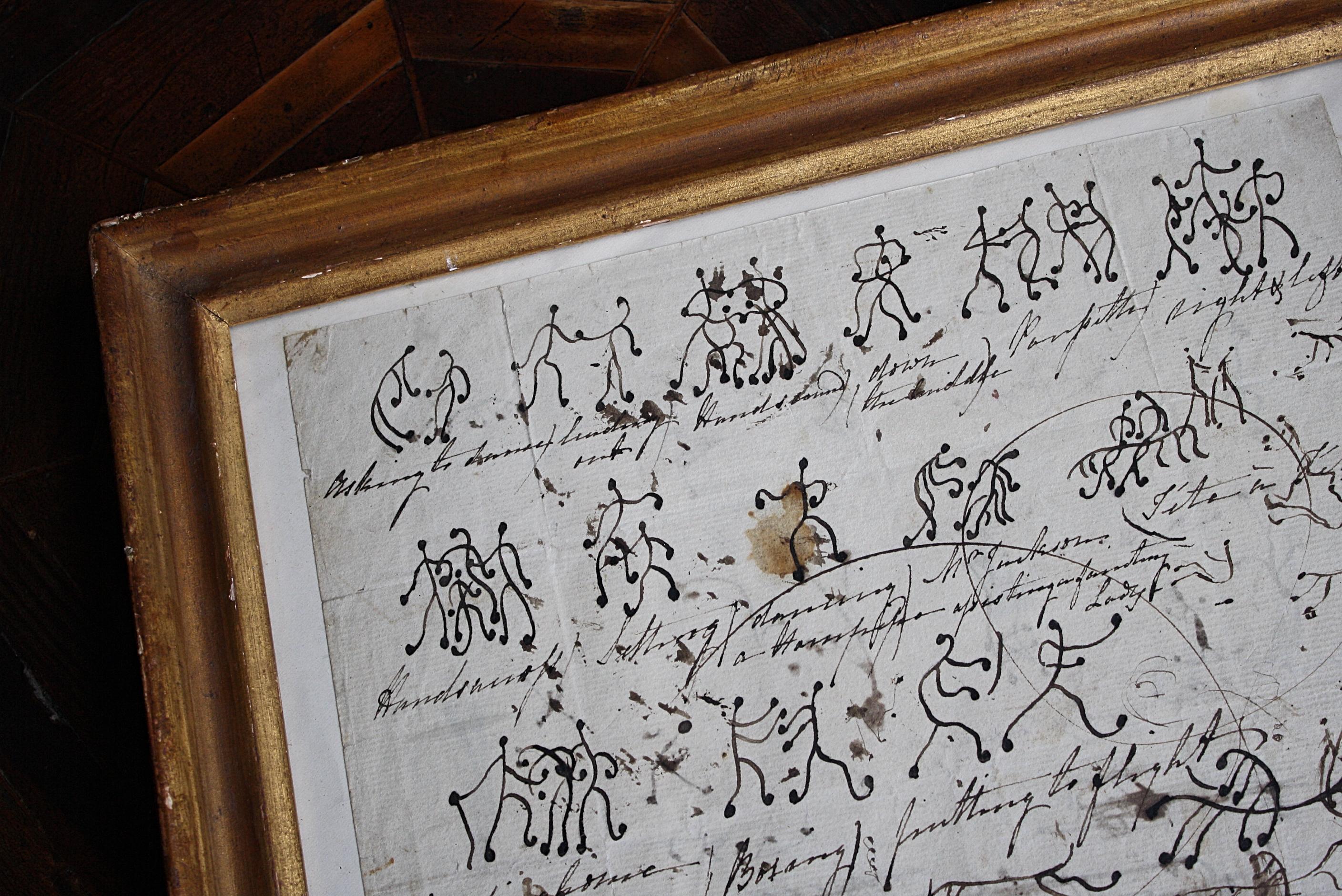 A wonderful loose and expressive pen and ink study of dancing stick folk by William Evans of Eton.

Instinctively signed lower right, age related foxing, stains and smudging.

Provenance, from the Burrows family collection

Evans was a English