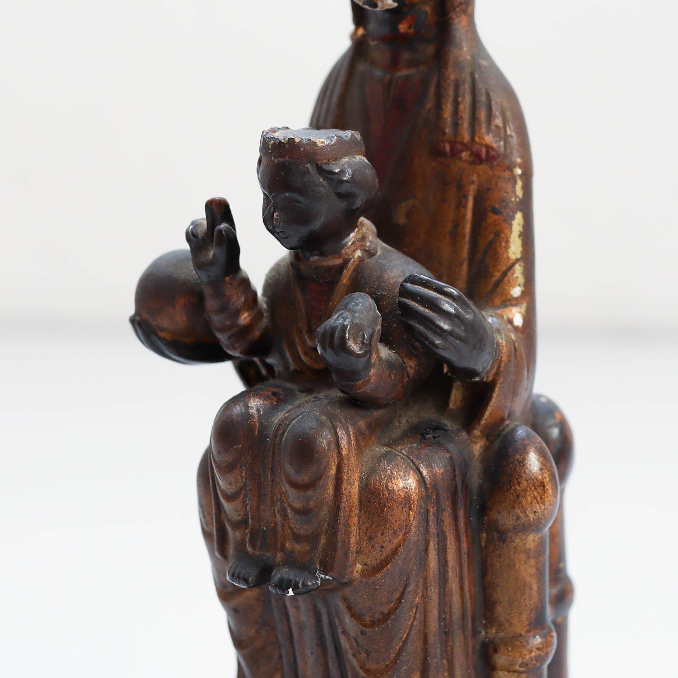 Mid-19th Century Wood Montserrat Virgin Statue, circa 1940 For Sale 4