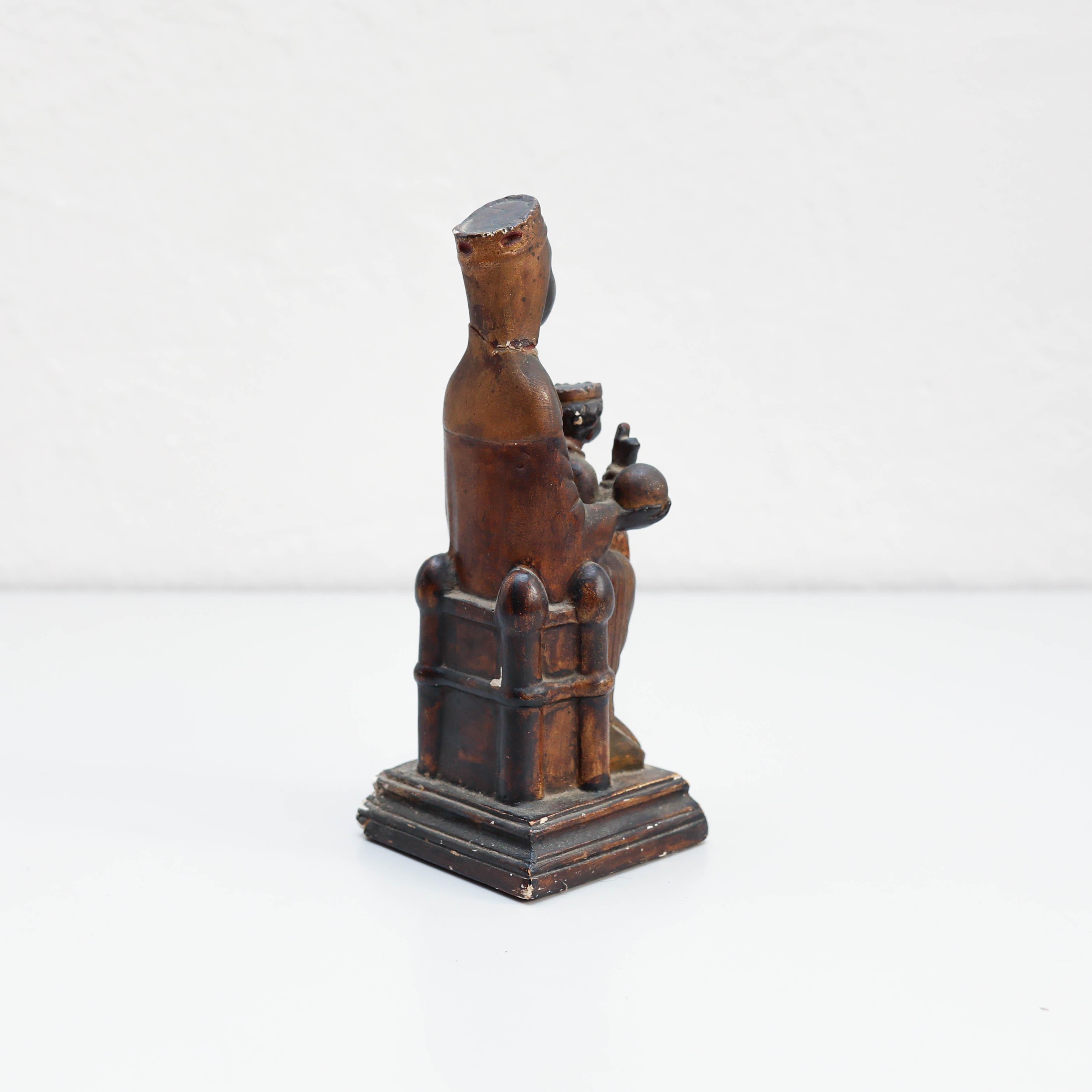 Mid-20th Century Mid-19th Century Wood Montserrat Virgin Statue, circa 1940 For Sale