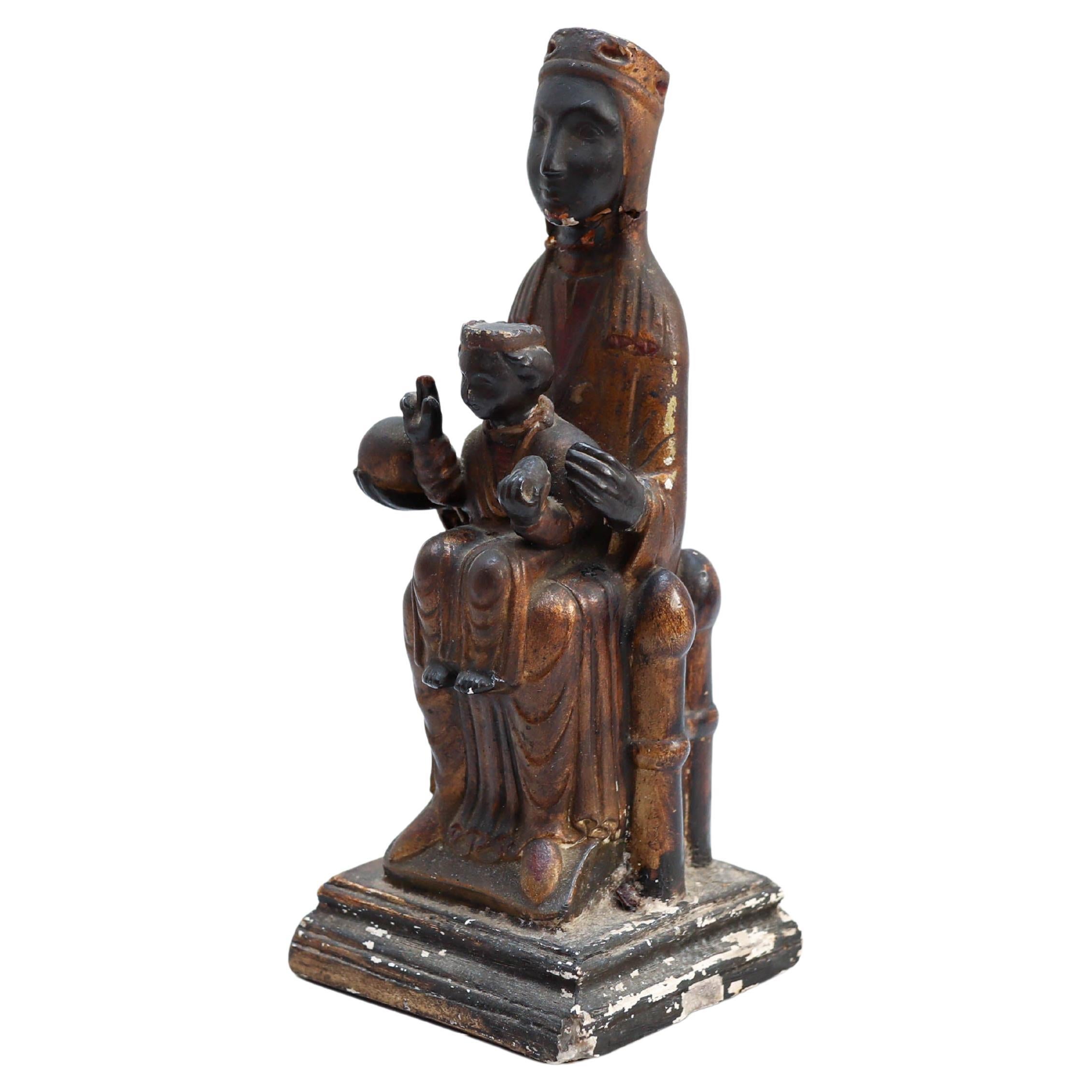 Mid-19th Century Wood Montserrat Virgin Statue, circa 1940 For Sale