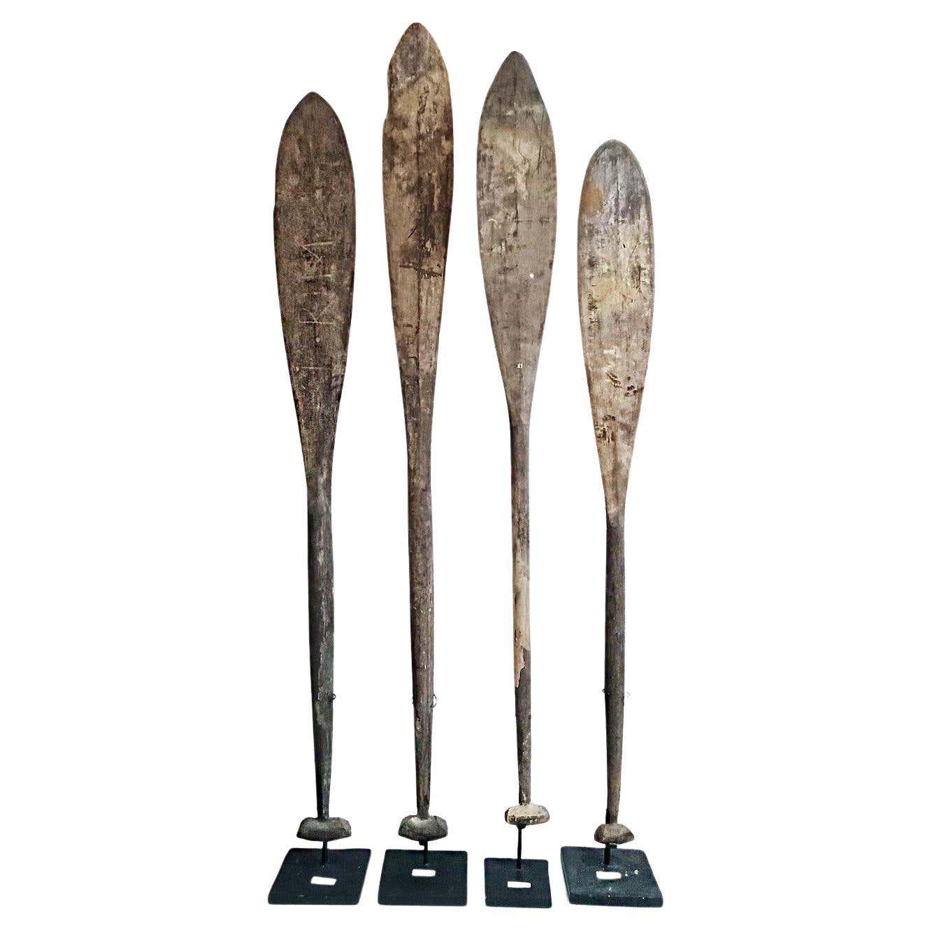Oargs Mid 19th Century Wood Oars on Stand For Sale at 1stDibs