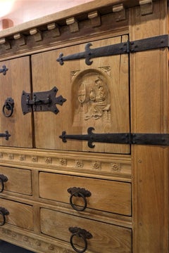 Mid-19th Century Wooden Carved Serving Cabinet