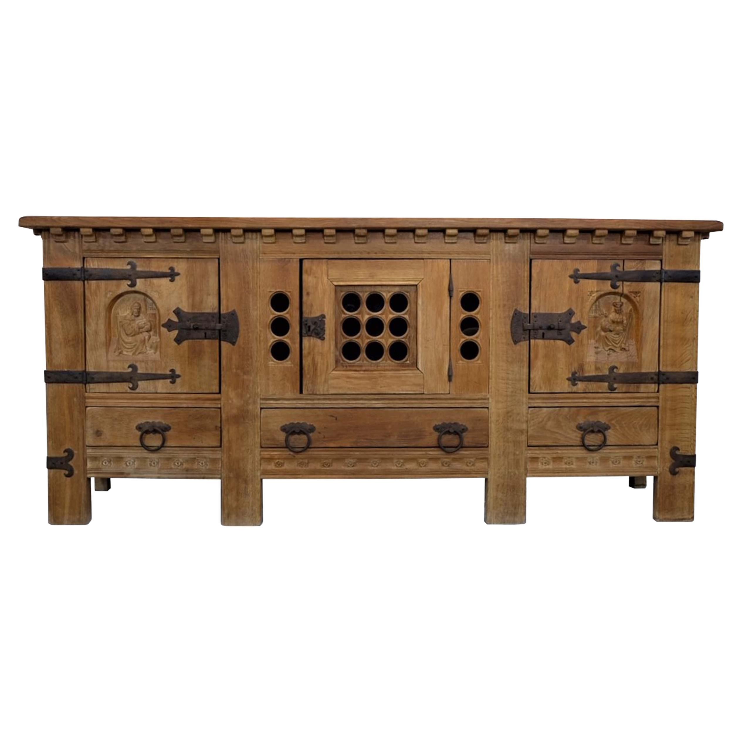 Mid-19th Century Wooden Carved Serving Cabinet For Sale