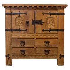 Mid-19th Century Wooden Carved Serving Cabinet