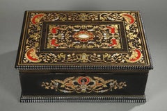 Mid-19th Century Wooden Coffer Inlaid with Mother-of-Pearl