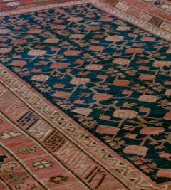 Antique Khotan Rug, Handwoven Wool, Indigo-Blue, Mid-19th Century