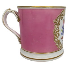 Mid-19th Century Worcester Porcelain Tankard with Rose Pompadour Ground