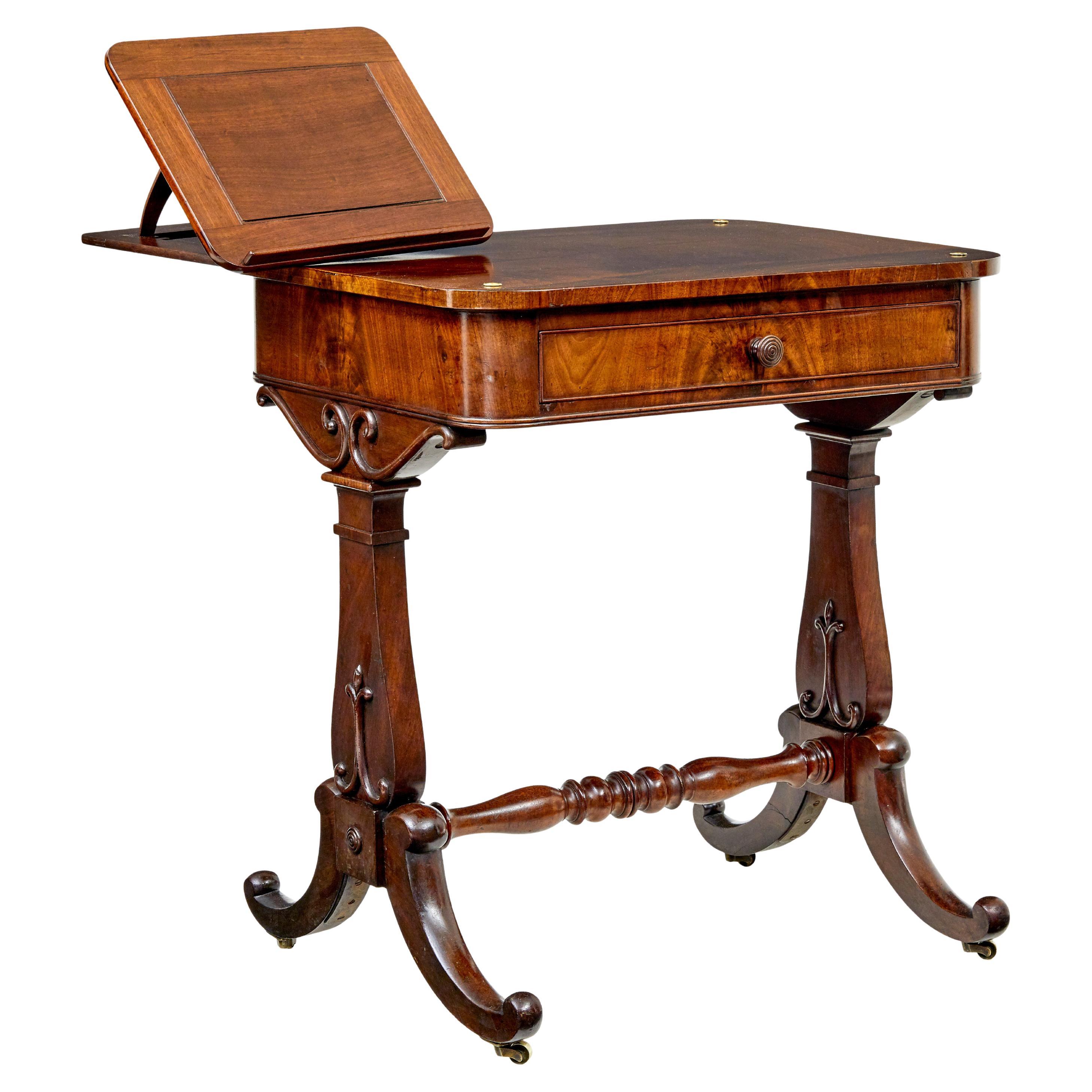 Mid 19th century writing table with folio stand