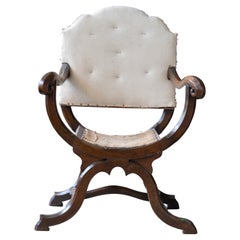 Antique Mid 19th Century X Frame Armchair