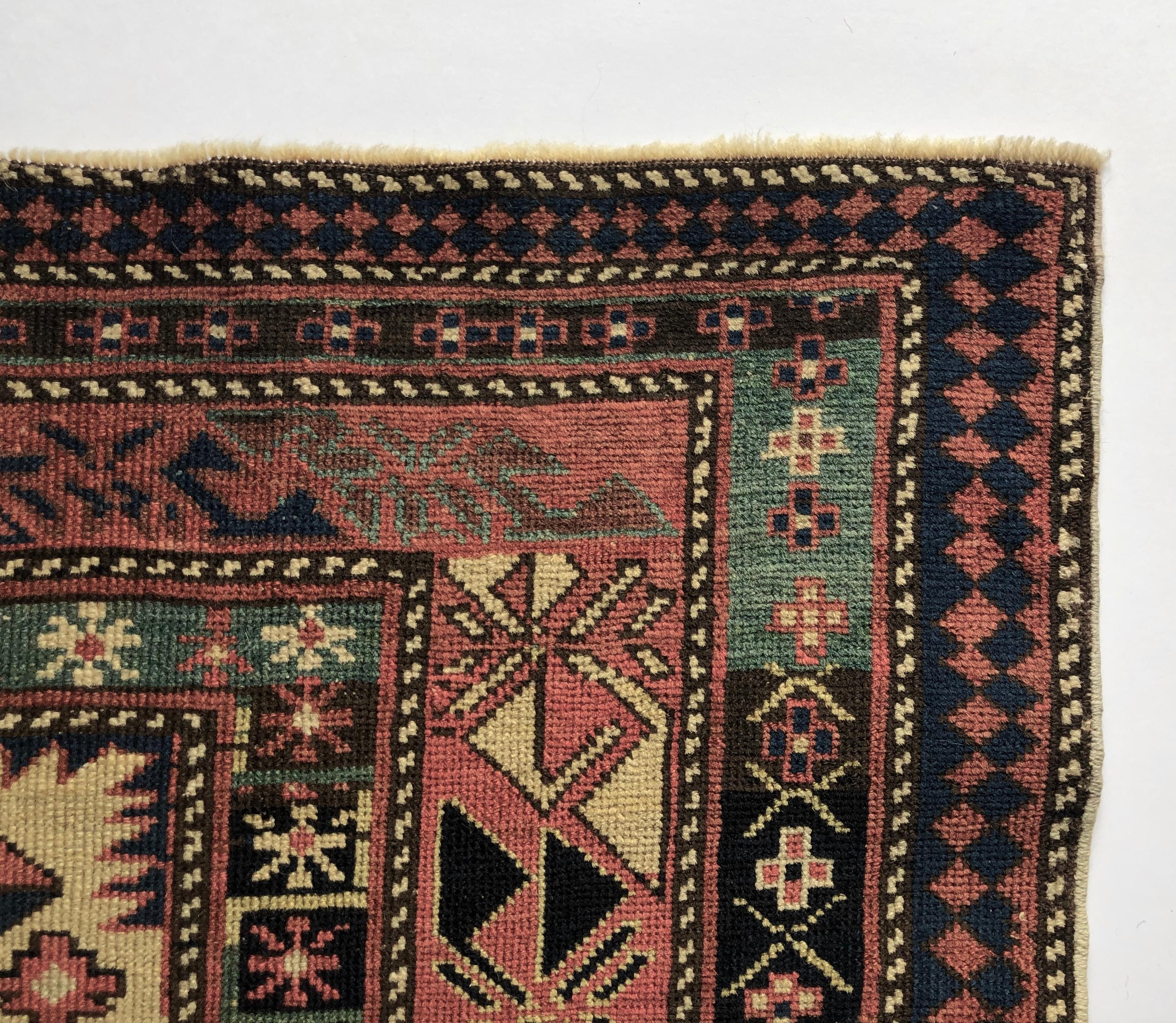 Mid-19th Century, Yellow Field, Wool Caucasian Marasali Prayer Rug For Sale 6