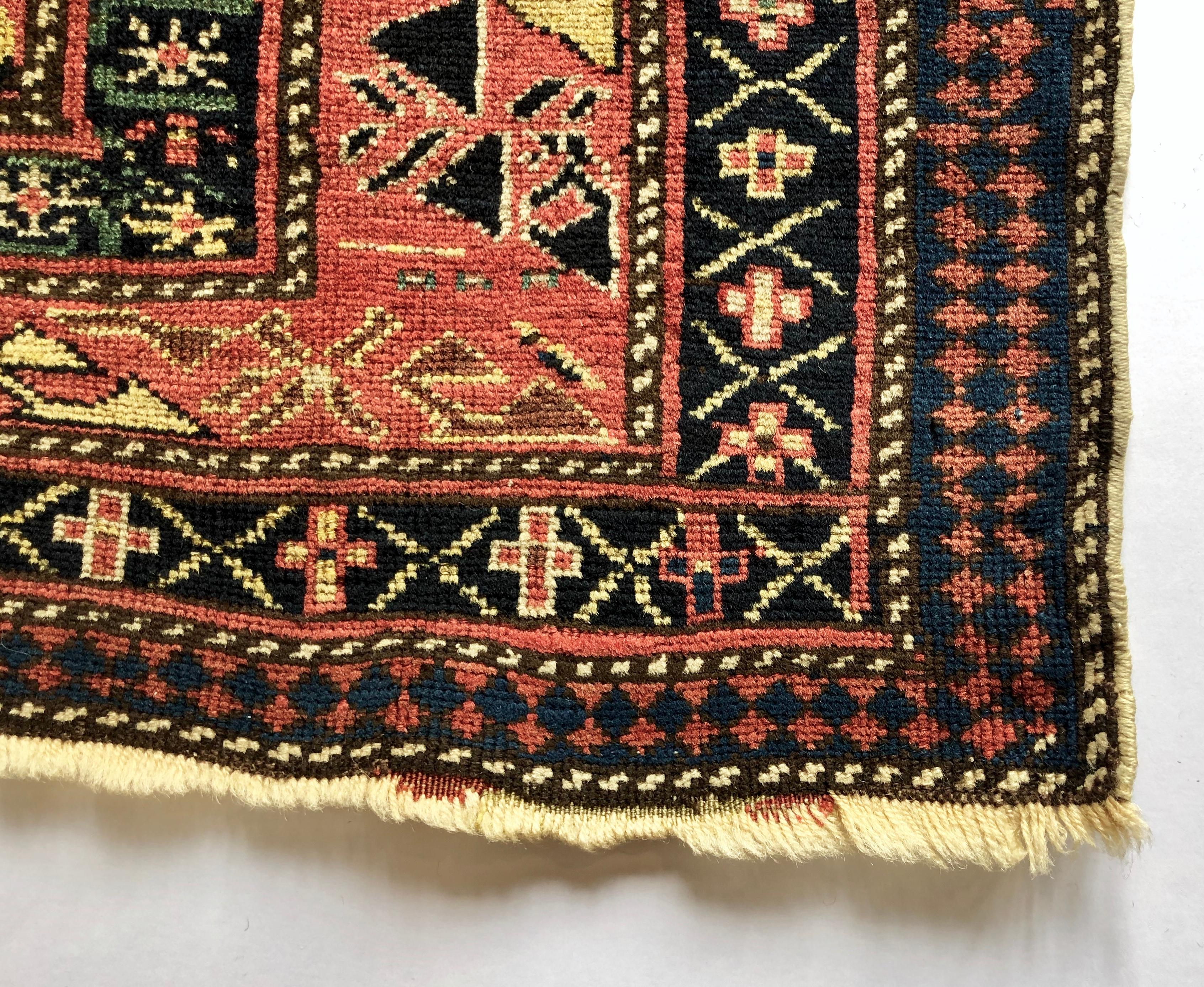 Mid-19th Century, Yellow Field, Wool Caucasian Marasali Prayer Rug For Sale 7