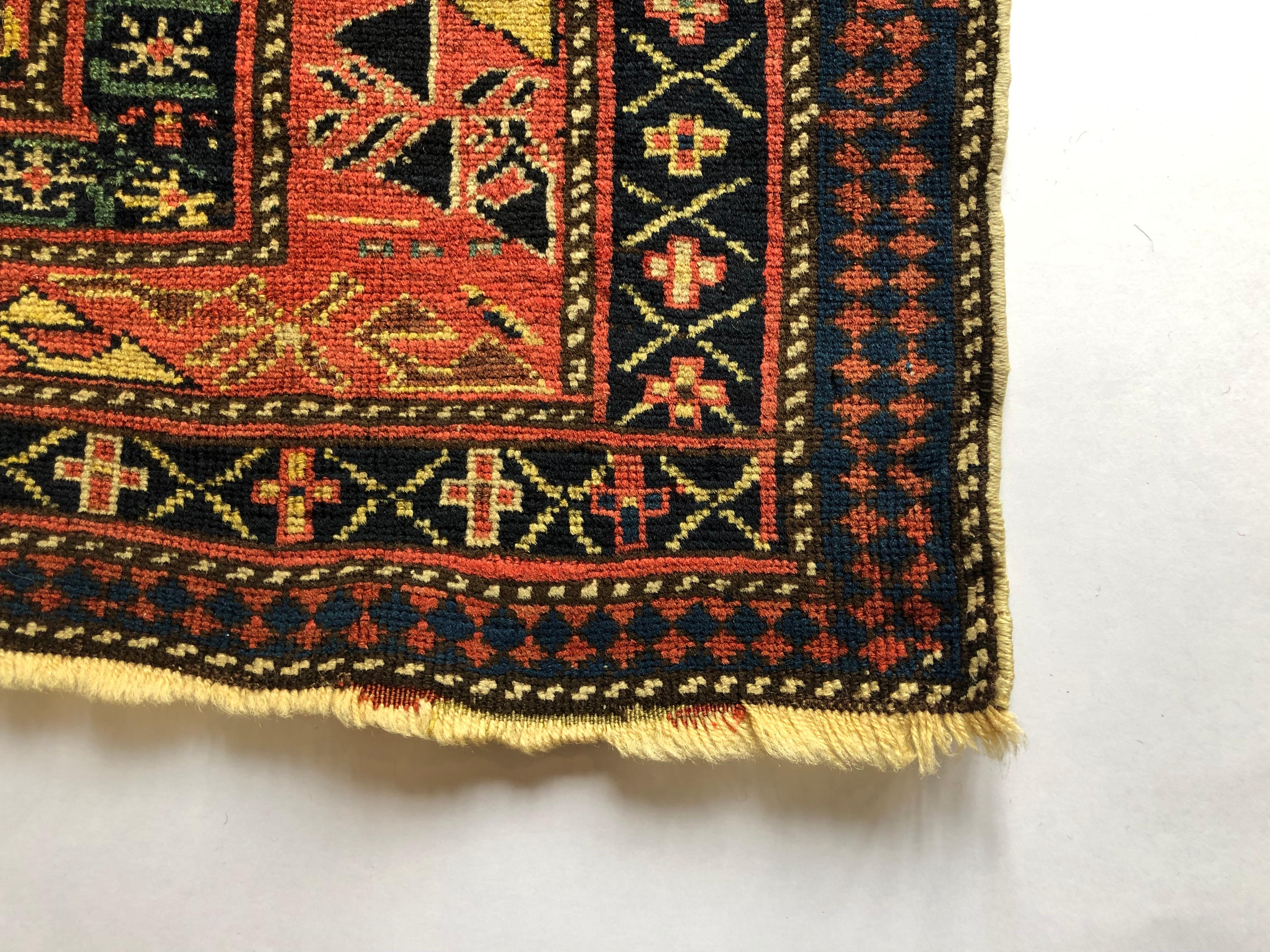 Mid-19th Century, Yellow Field, Wool Caucasian Marasali Prayer Rug In Good Condition For Sale In Los Angeles, CA