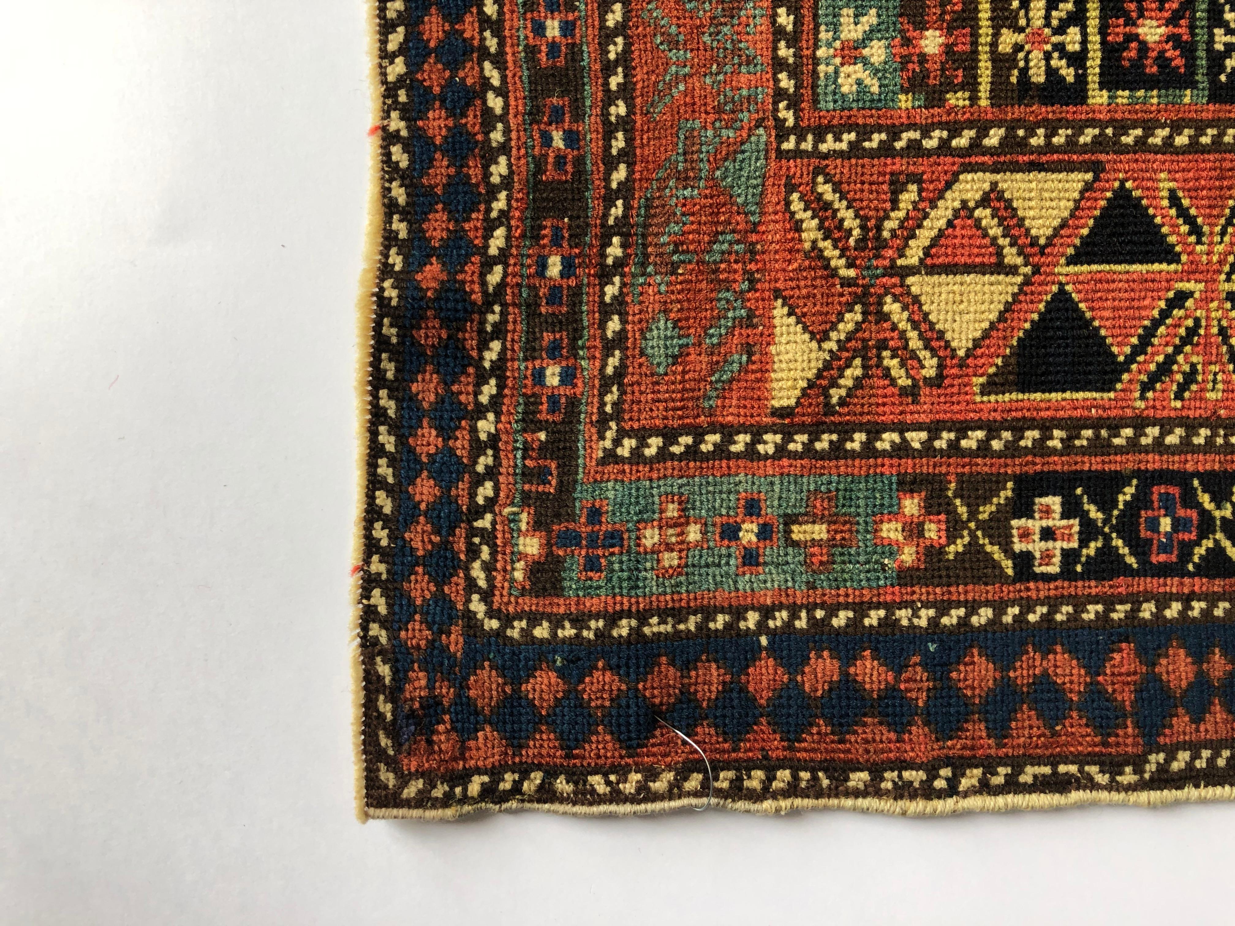 Mid-19th Century, Yellow Field, Wool Caucasian Marasali Prayer Rug For Sale 1