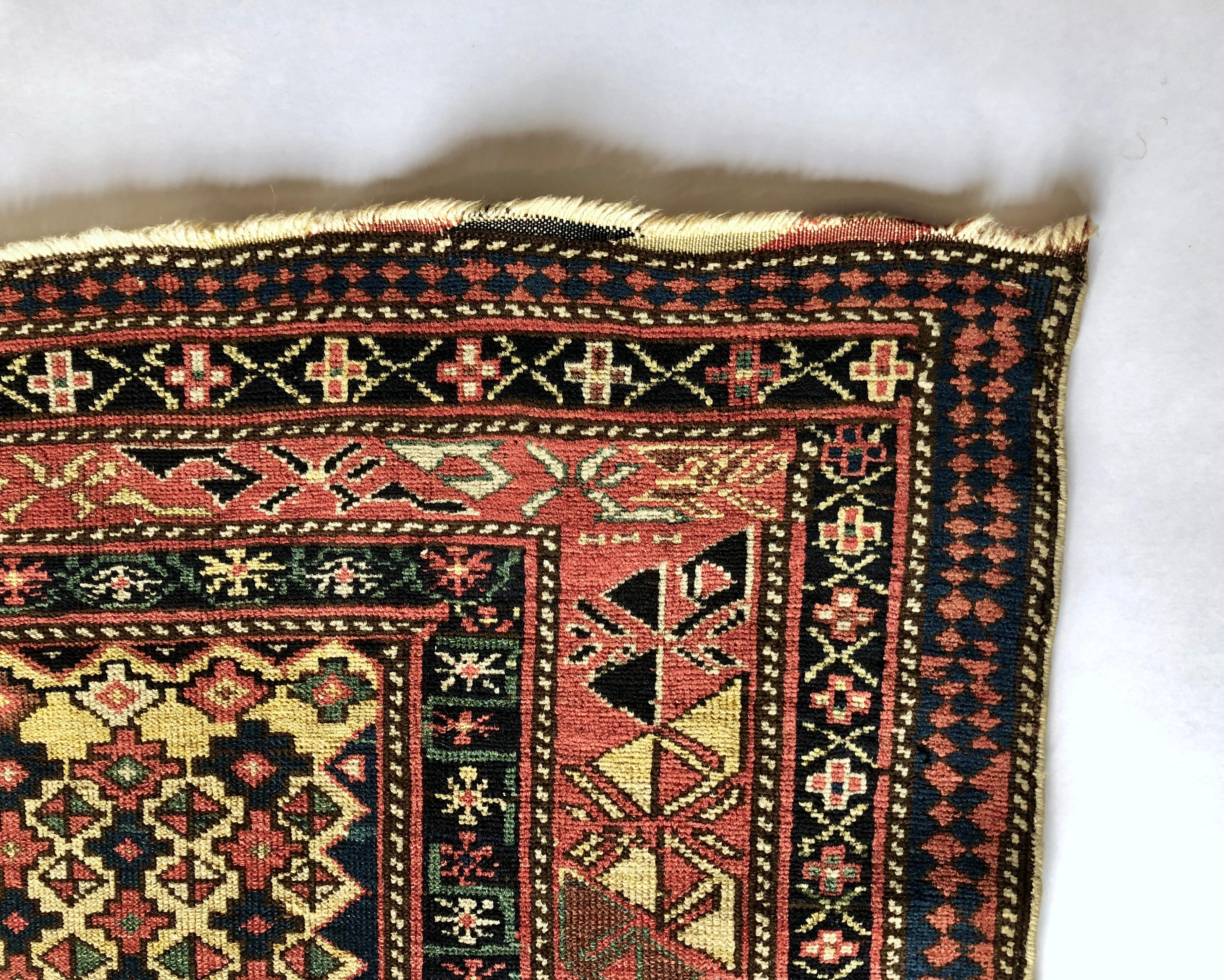 Mid-19th Century, Yellow Field, Wool Caucasian Marasali Prayer Rug For Sale 2