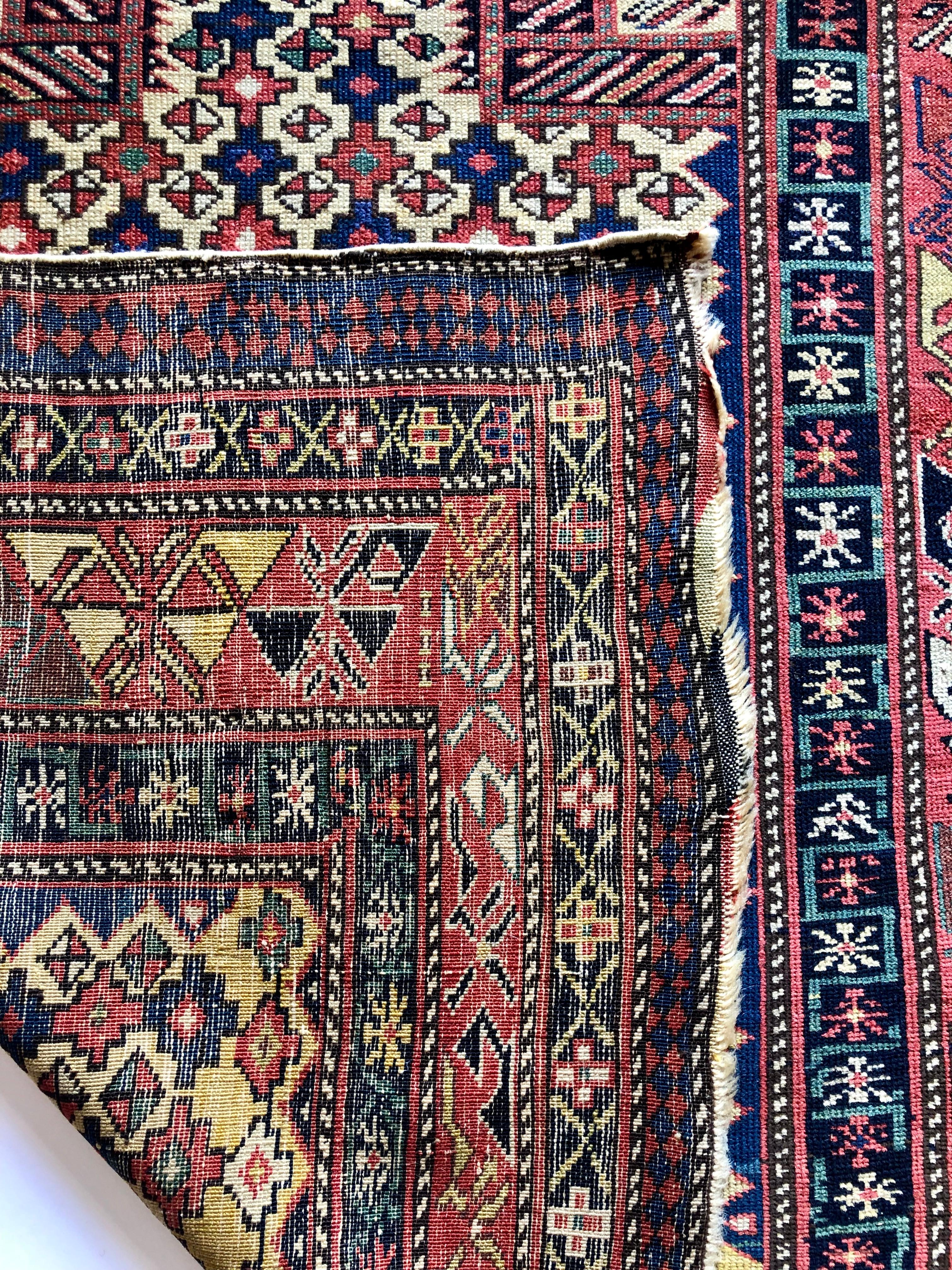 Mid-19th Century, Yellow Field, Wool Caucasian Marasali Prayer Rug For Sale 4