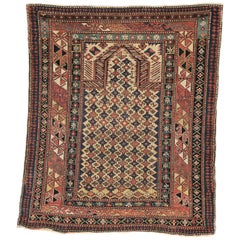 Mid-19th Century, Yellow Field, Wool Caucasian Marasali Prayer Rug Antique Mid-19th Century, Yellow Field, Wool Caucasian Marasali Prayer Rug