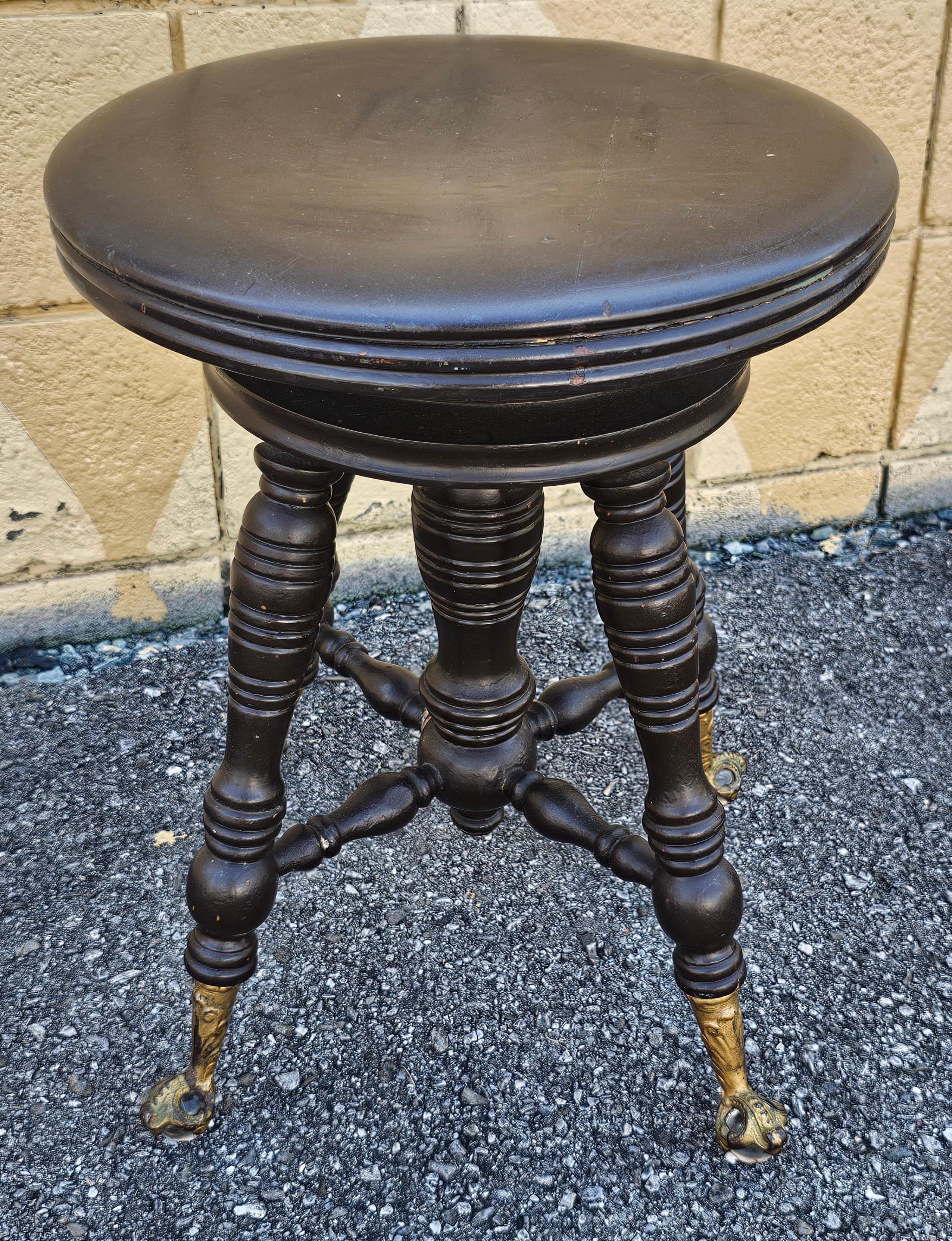Mid-19th Holtzman French Walnut and Iron Piano Stool with Ball Claw Feet For Sale 1