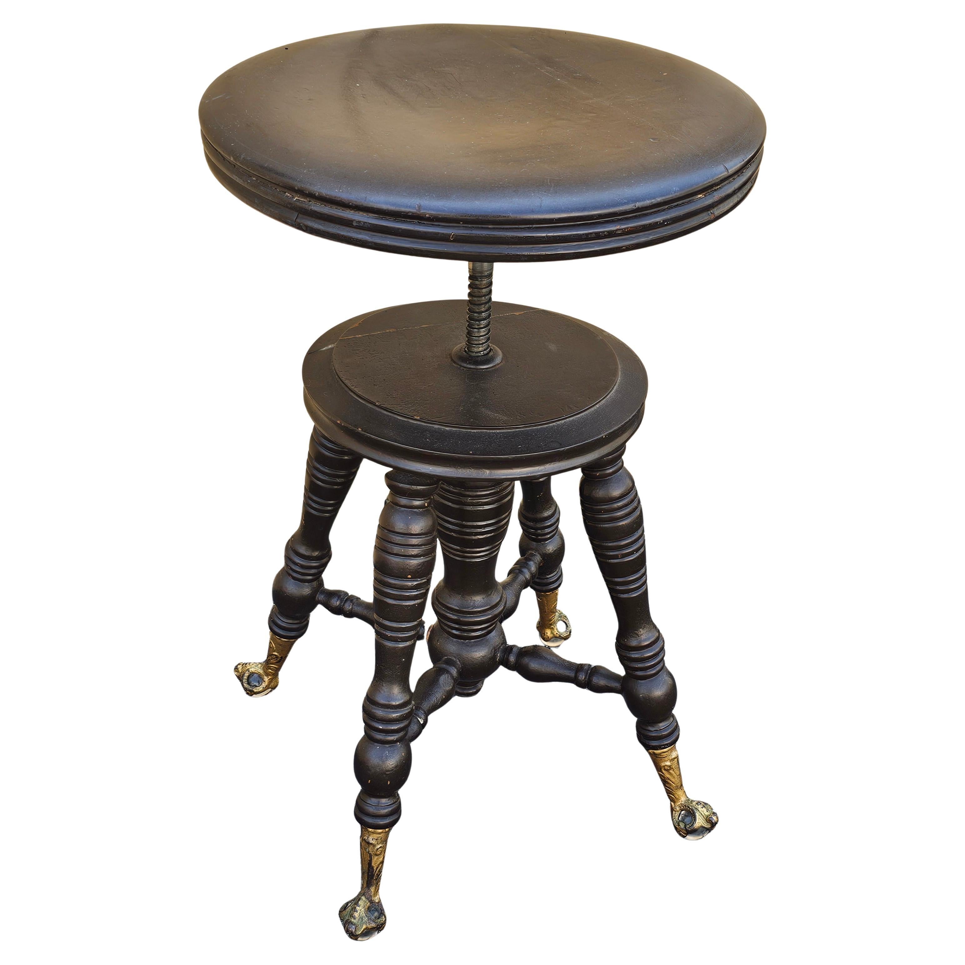 Mid-19th Holtzman French Walnut and Iron Piano Stool with Ball Claw Feet