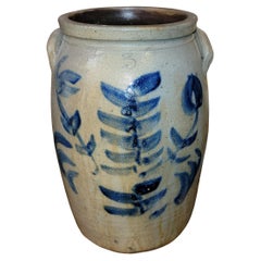 Mid 19thc 3 Gallon Crock Jar From Pennsylvania