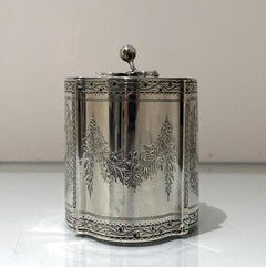 Mid-19th Century Victorian Sterling Silver Tea Caddy London 1860 William Smily