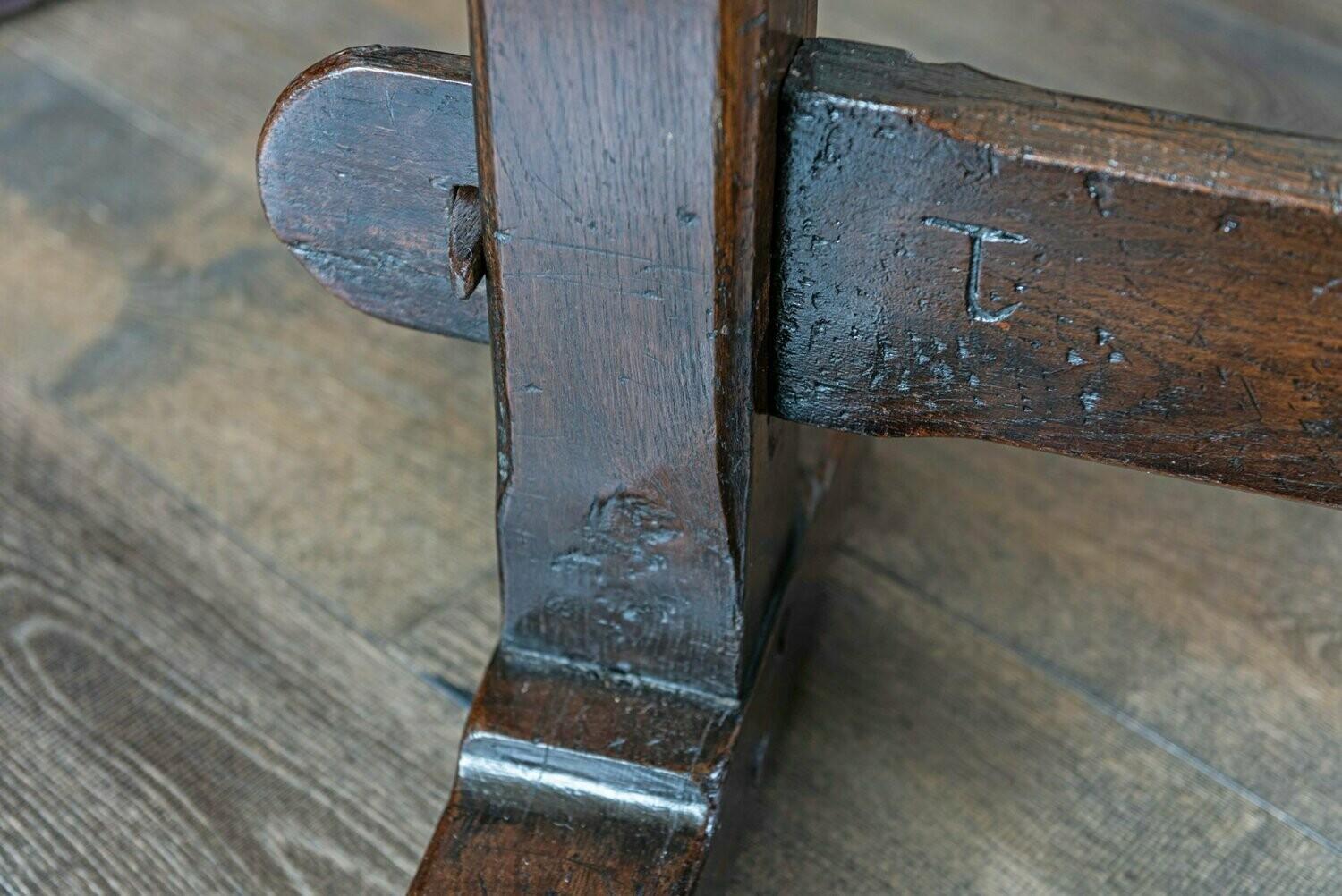 Mid-19th Century French 2 Plank Oak Trestle Table 6