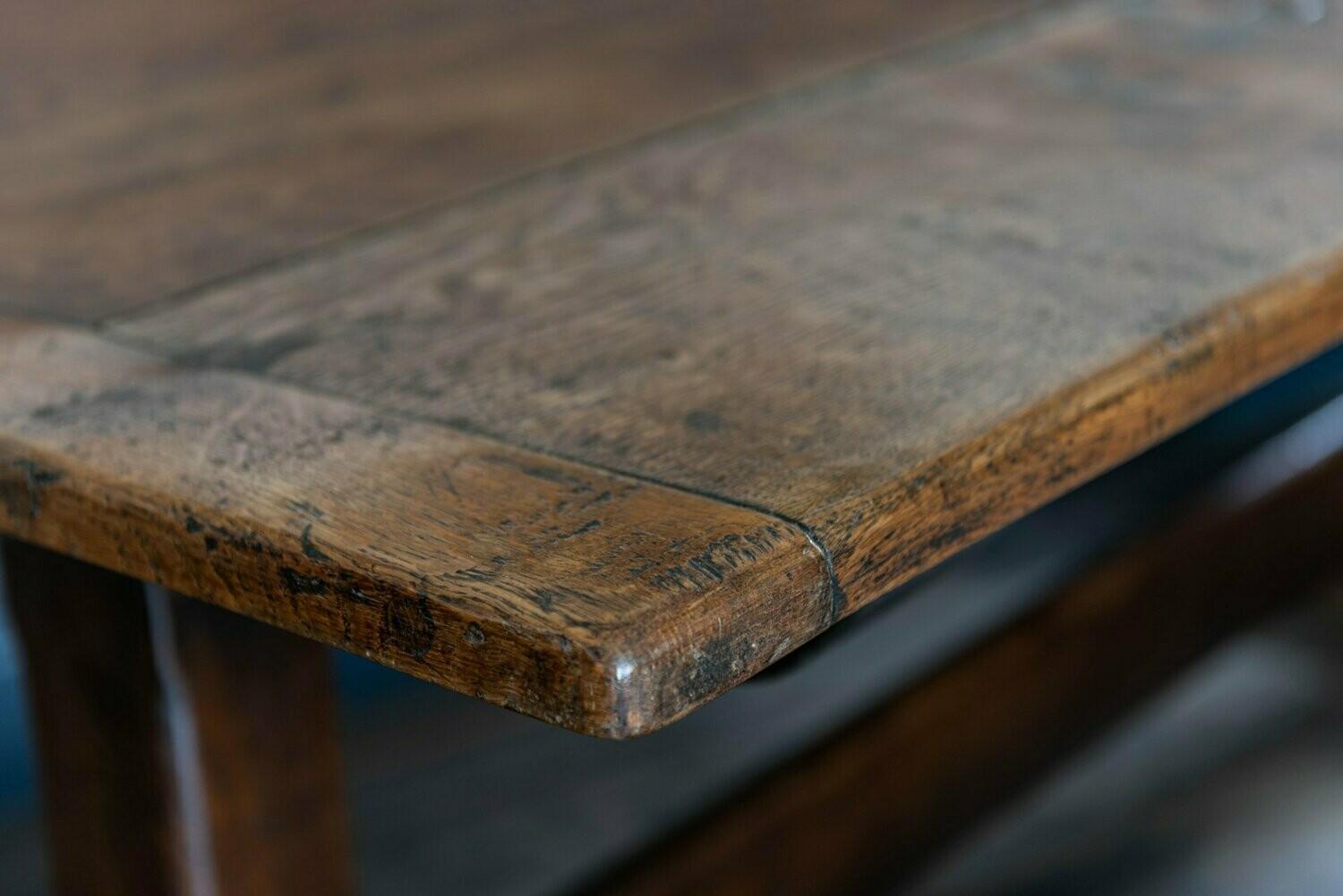 Mid-19th Century French 2 Plank Oak Trestle Table 7