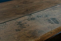 Mid-19th Century French 2 Plank Oak Trestle Table