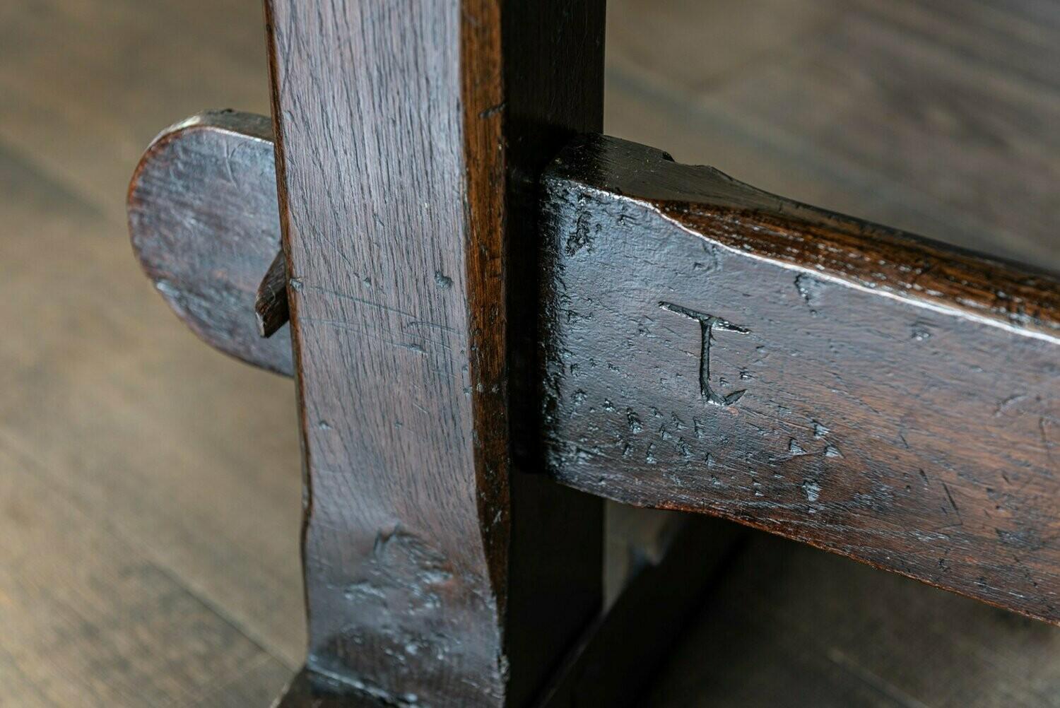 Mid-19th Century French 2 Plank Oak Trestle Table 2