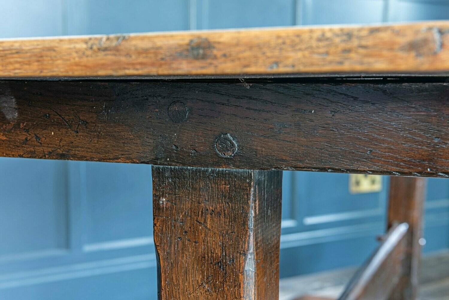 Mid-19th Century French 2 Plank Oak Trestle Table 5