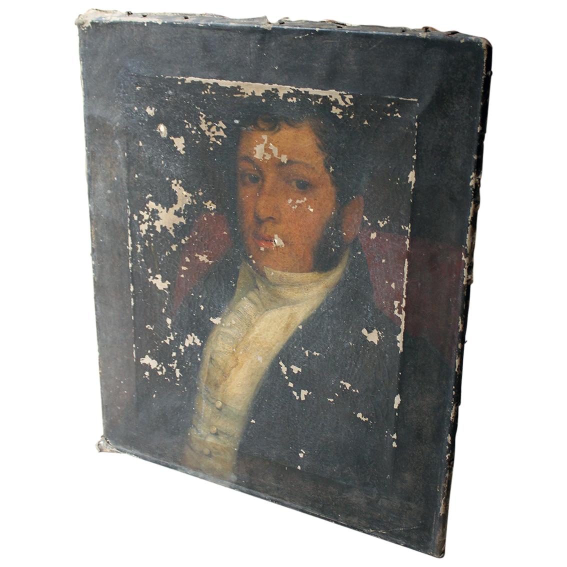 Mid-19th Century Oil on Canvas Portrait of a Gentleman, circa 1840