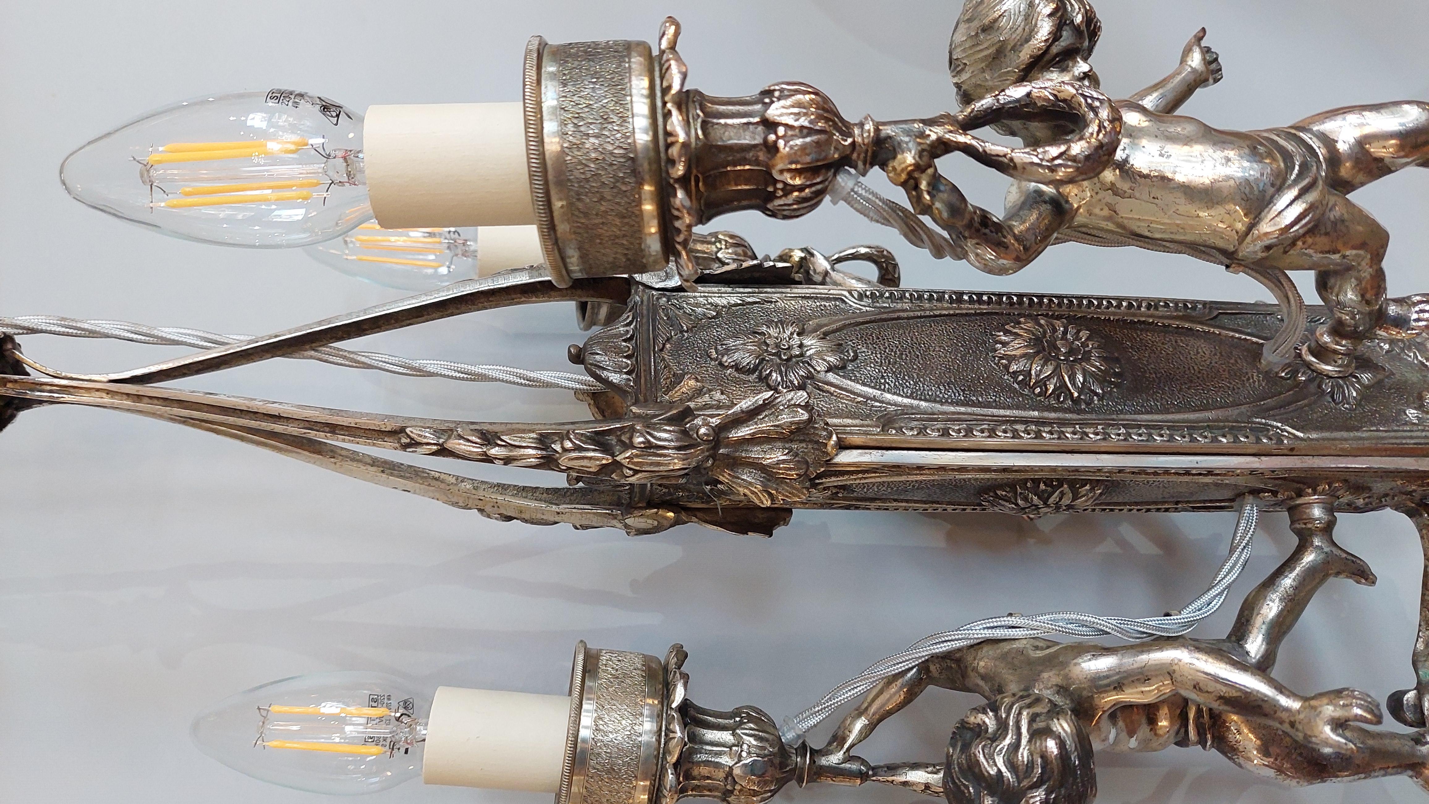 19th Century Mid 19thC Silver Plated Ceiling Candle Light Fitting For Sale