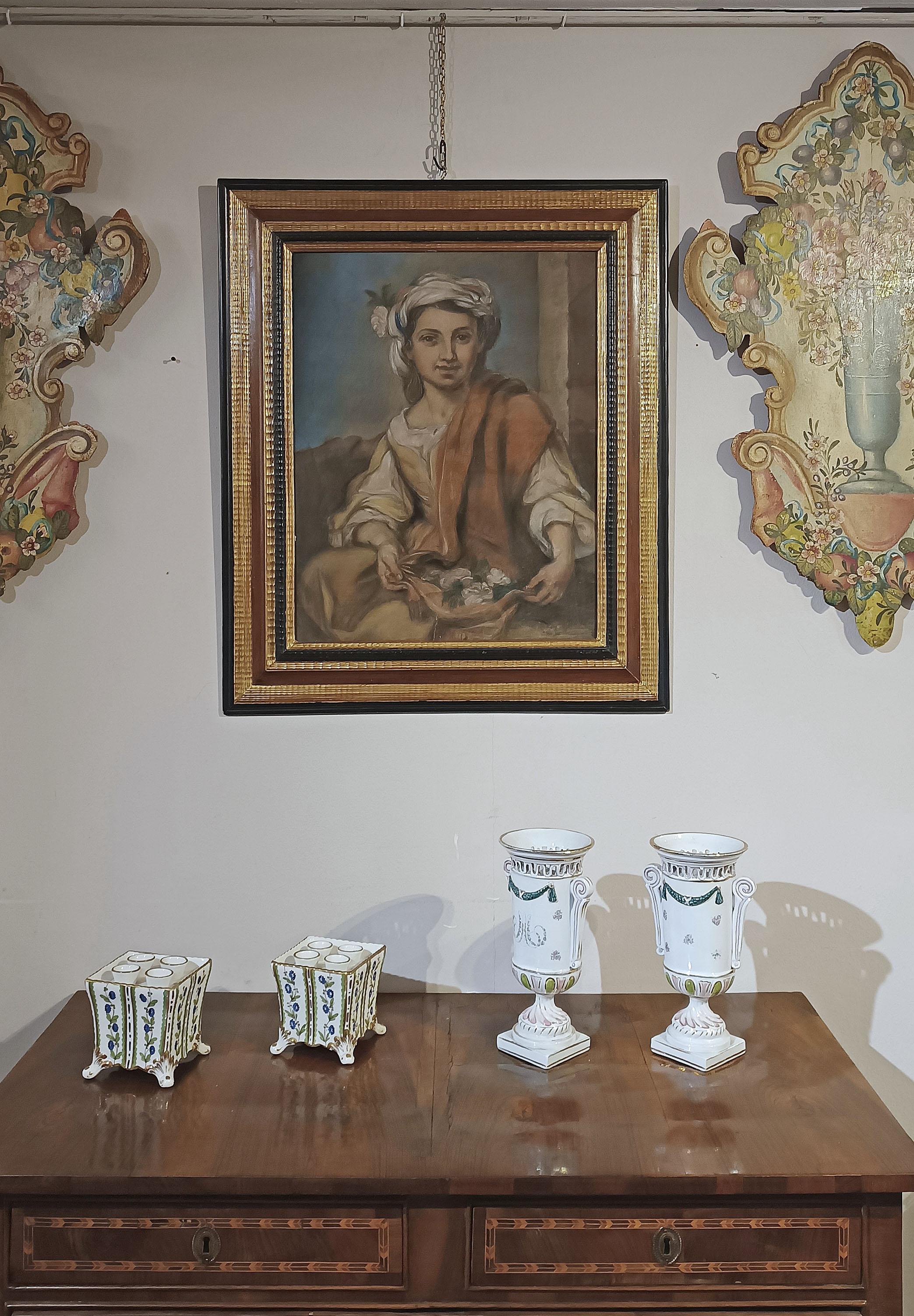 PEINTURE AU PASTEL DU MOYEN-IXe SIÈCLE AVEC ALÉGORIE DU PRINTEMPS en vente 3