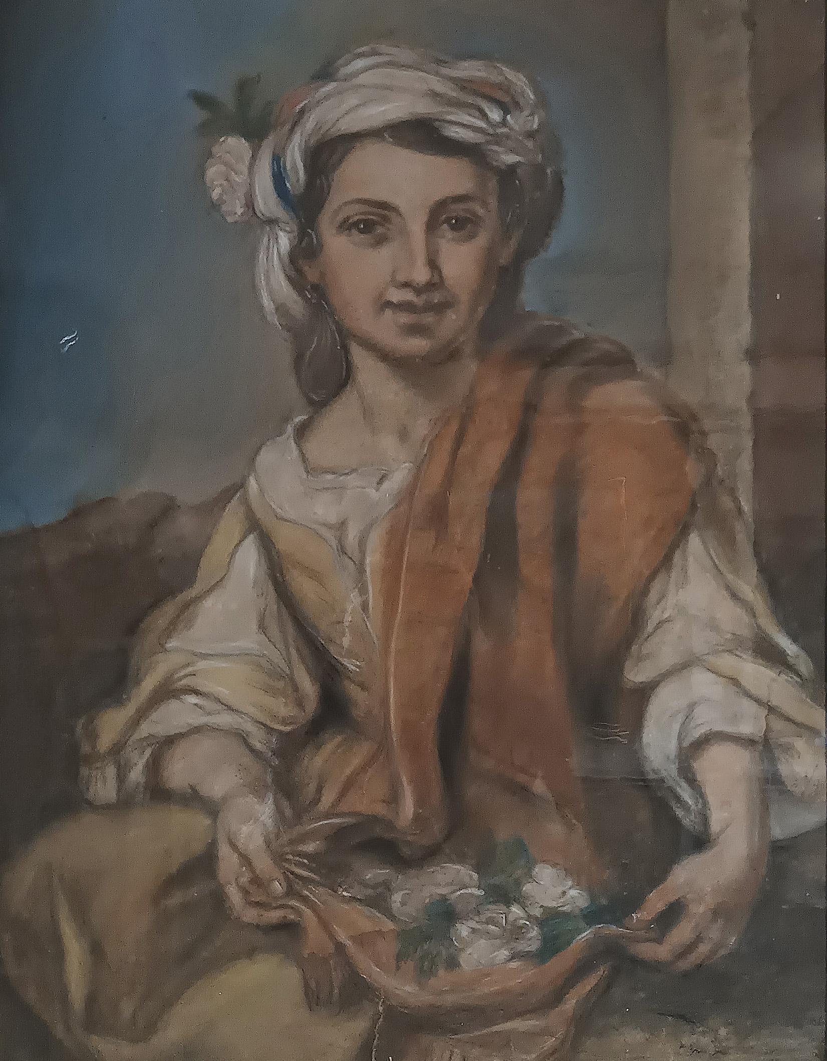 italien PEINTURE AU PASTEL DU MOYEN-IXe SIÈCLE AVEC ALÉGORIE DU PRINTEMPS en vente