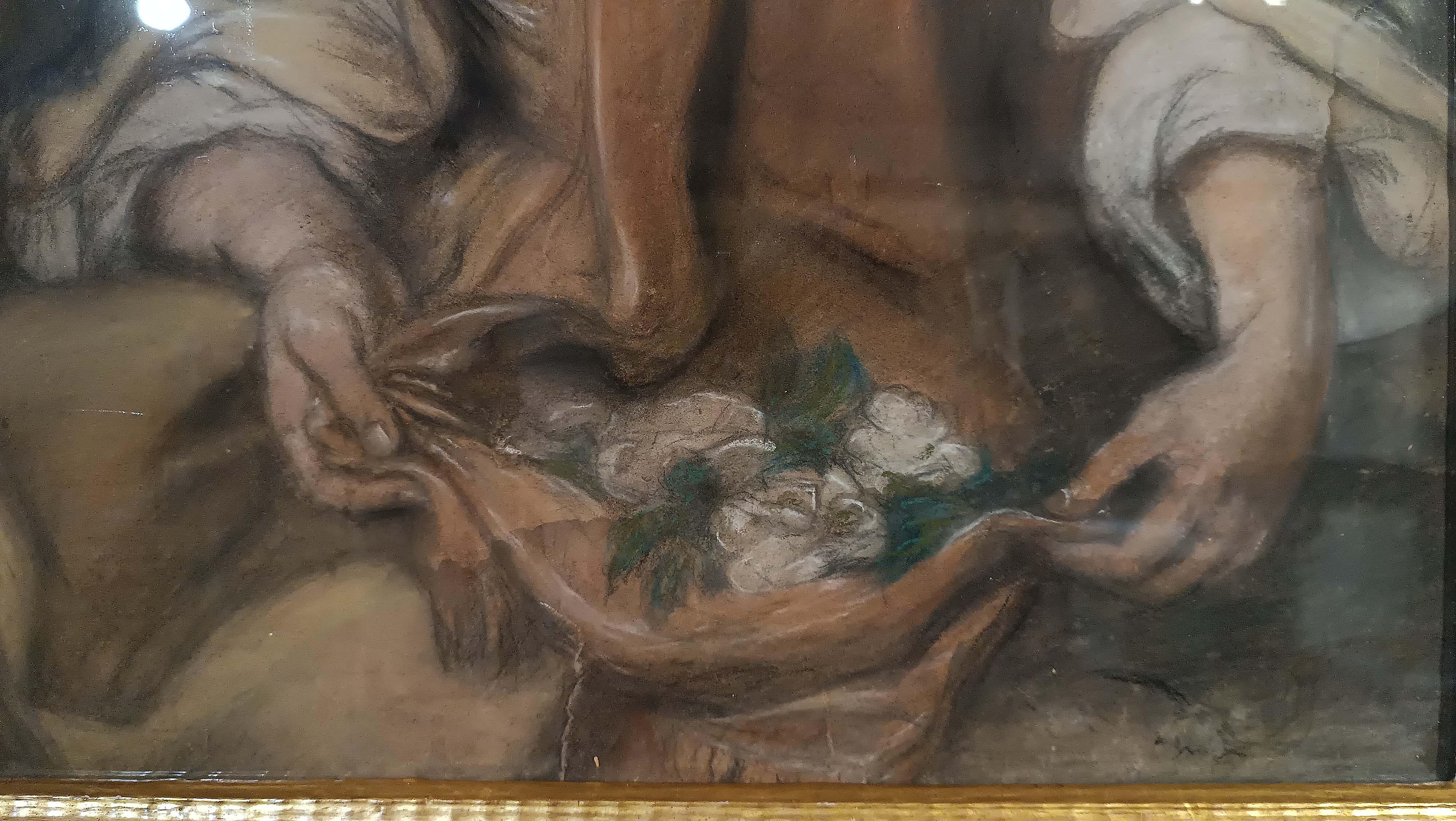 PEINTURE AU PASTEL DU MOYEN-IXe SIÈCLE AVEC ALÉGORIE DU PRINTEMPS Bon état - En vente à Firenze, FI