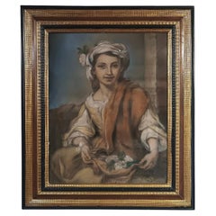 MID-19thCENTURY PASTEL PAINTING WITH ALLEGORY OF SPRING