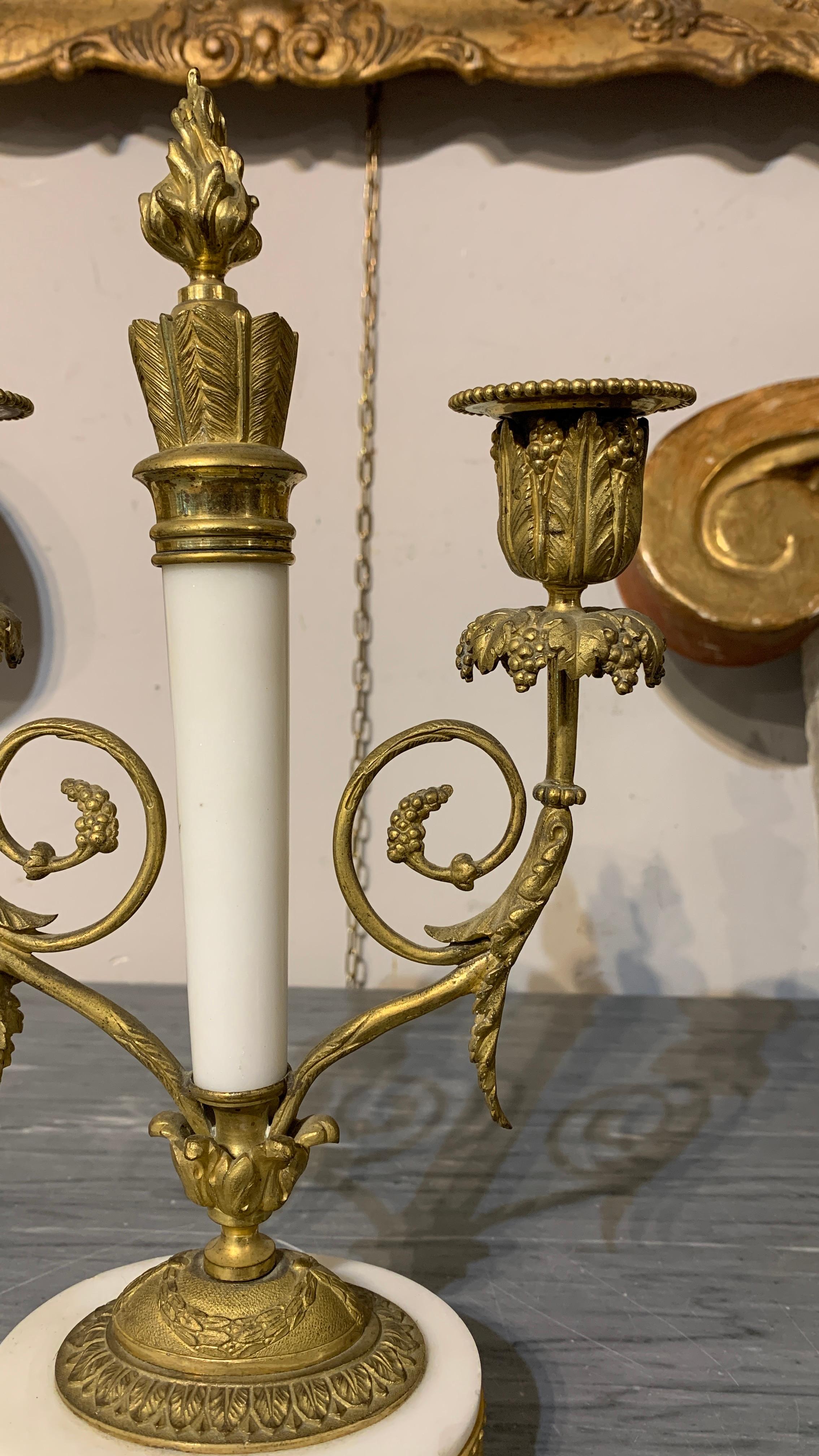 MID 19thCENTURY TRIPTYRY CLOCK AND CANDLESTICKS  For Sale 4