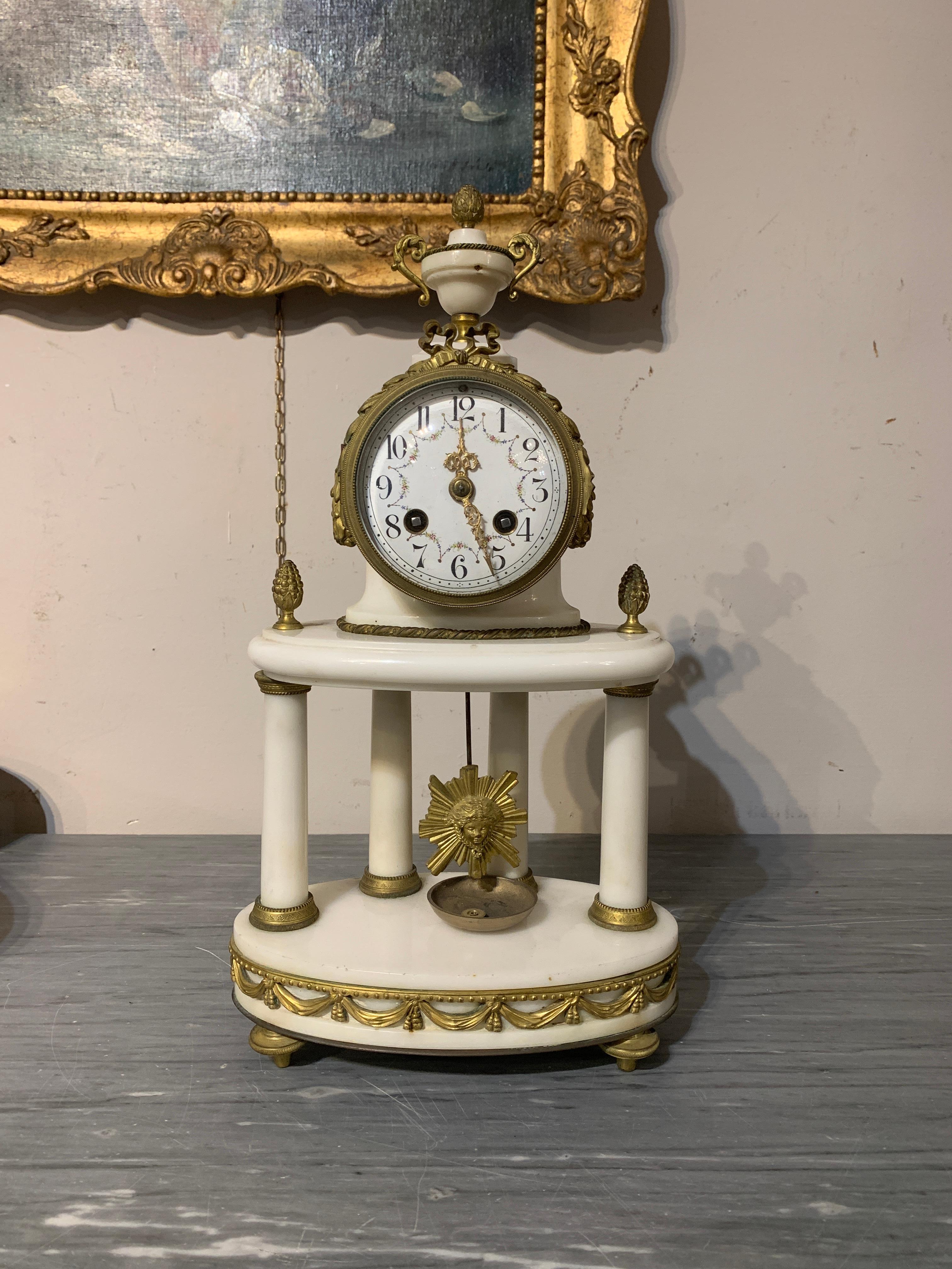 Italian MID 19thCENTURY TRIPTYRY CLOCK AND CANDLESTICKS  For Sale
