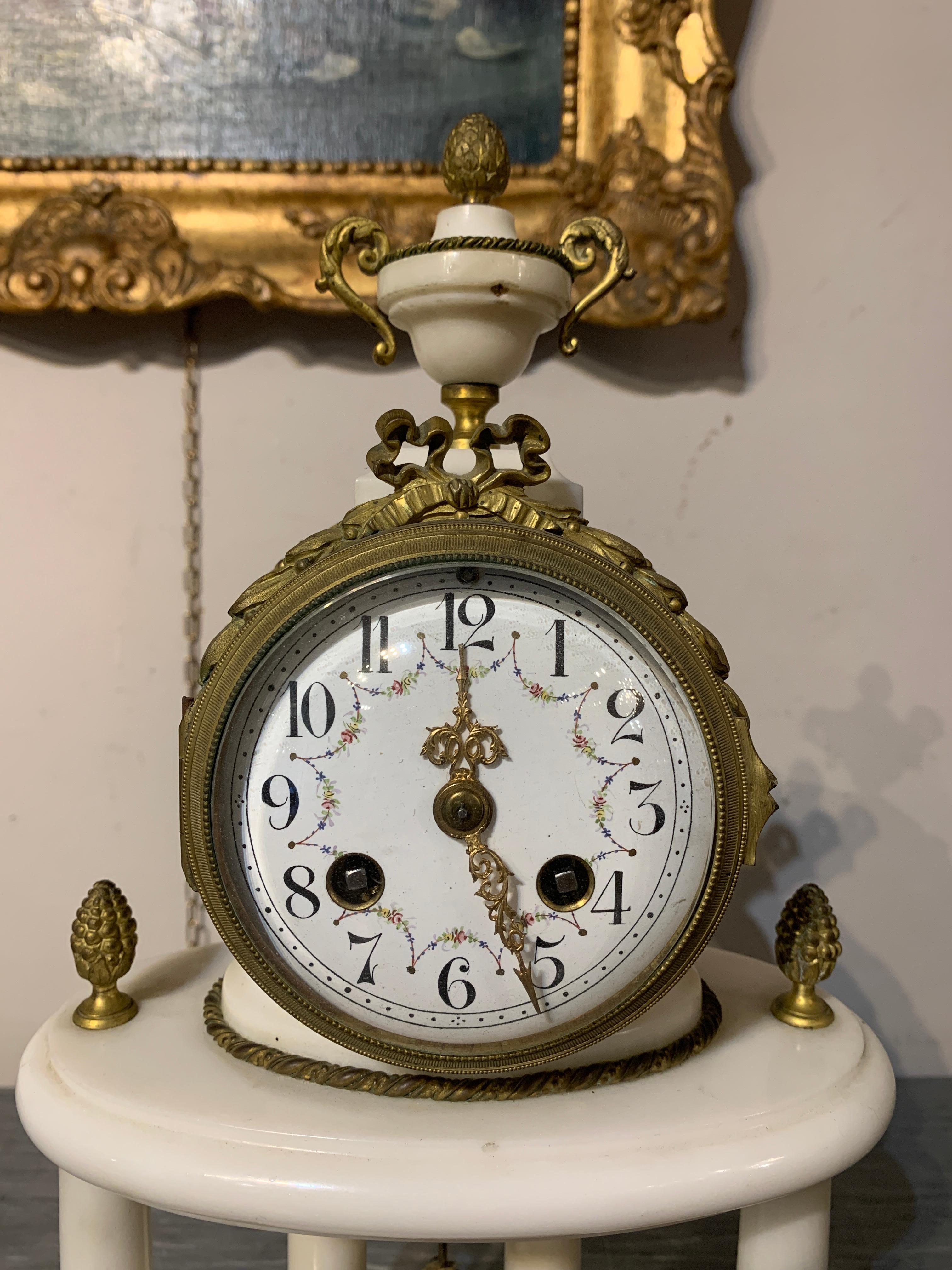 Gilt MID 19thCENTURY TRIPTYRY CLOCK AND CANDLESTICKS  For Sale