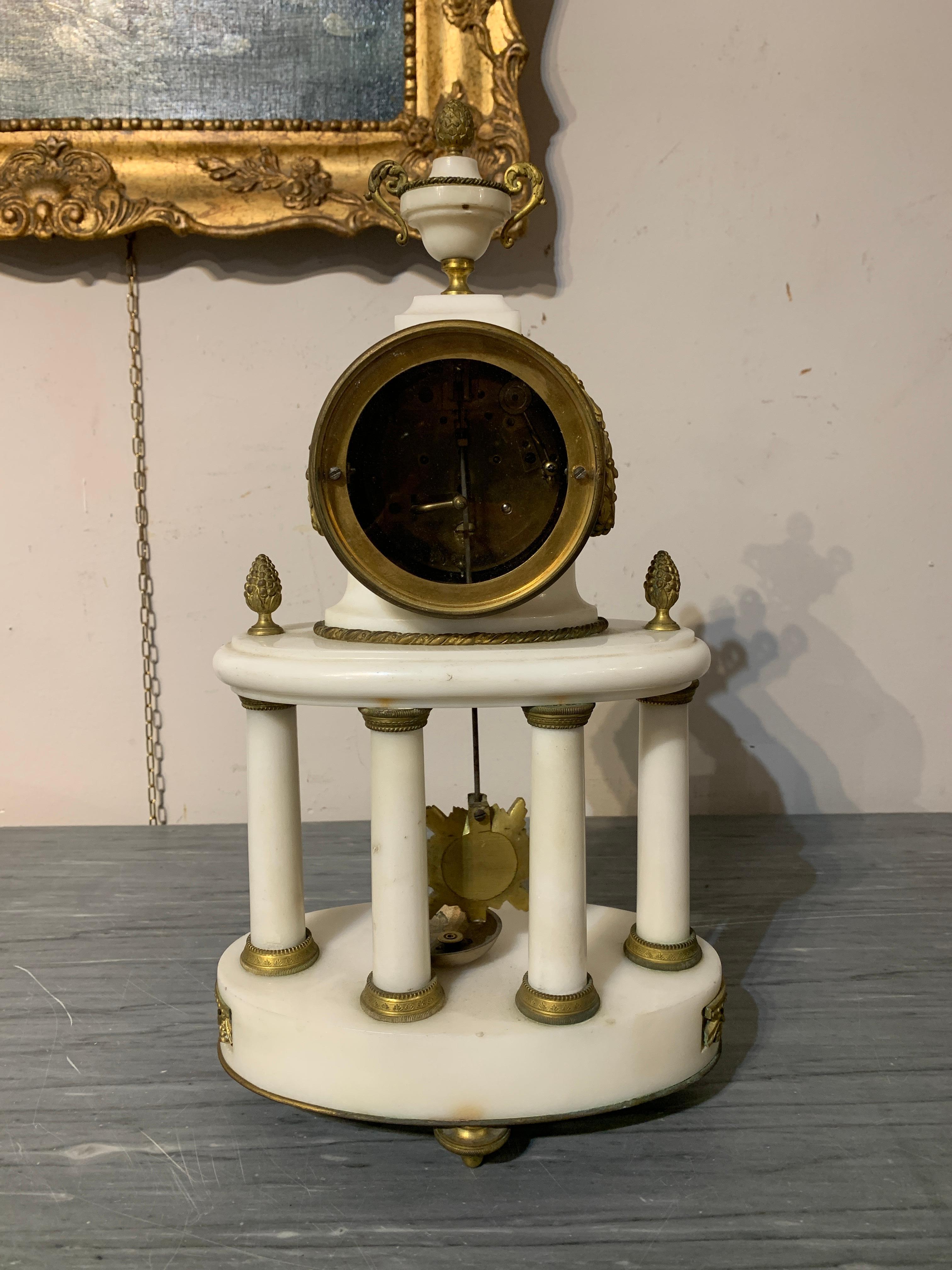 Bronze MID 19thCENTURY TRIPTYRY CLOCK AND CANDLESTICKS  For Sale