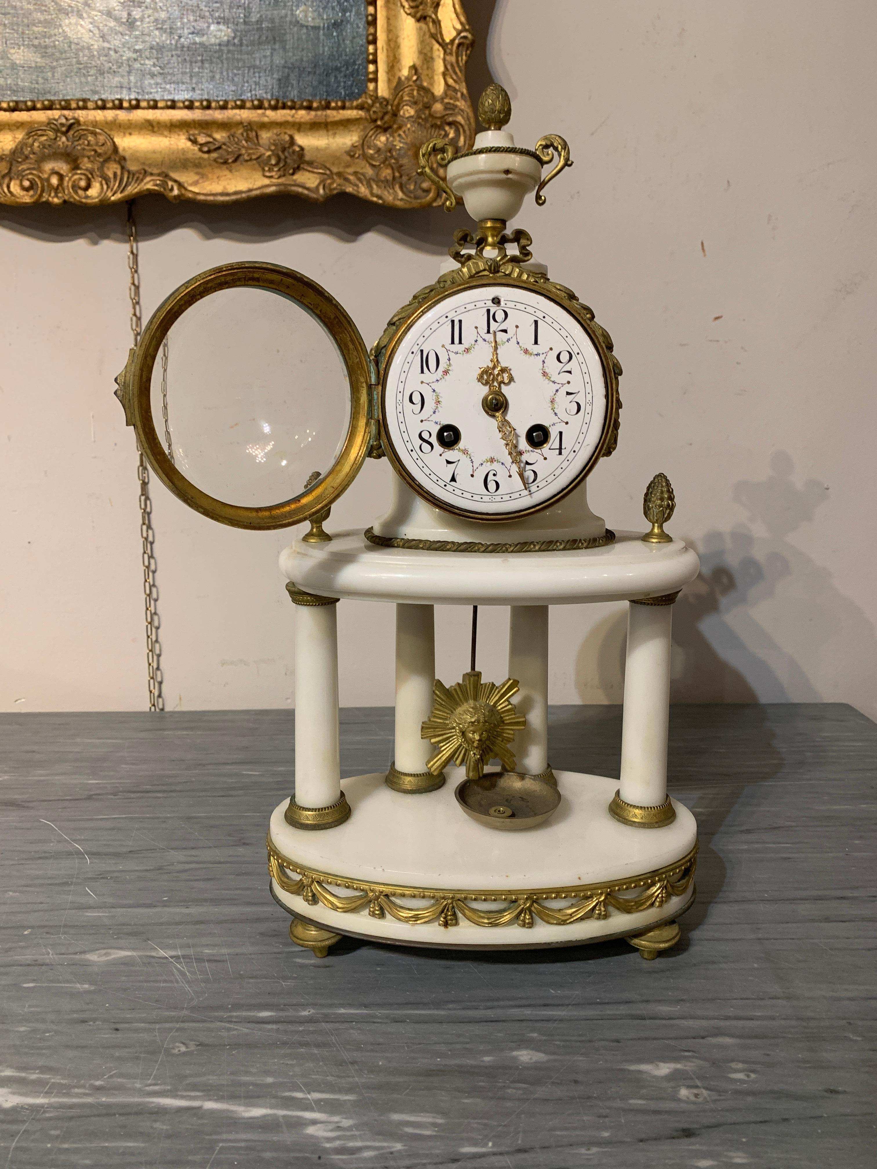 MID 19thCENTURY TRIPTYRY CLOCK AND CANDLESTICKS  For Sale 2