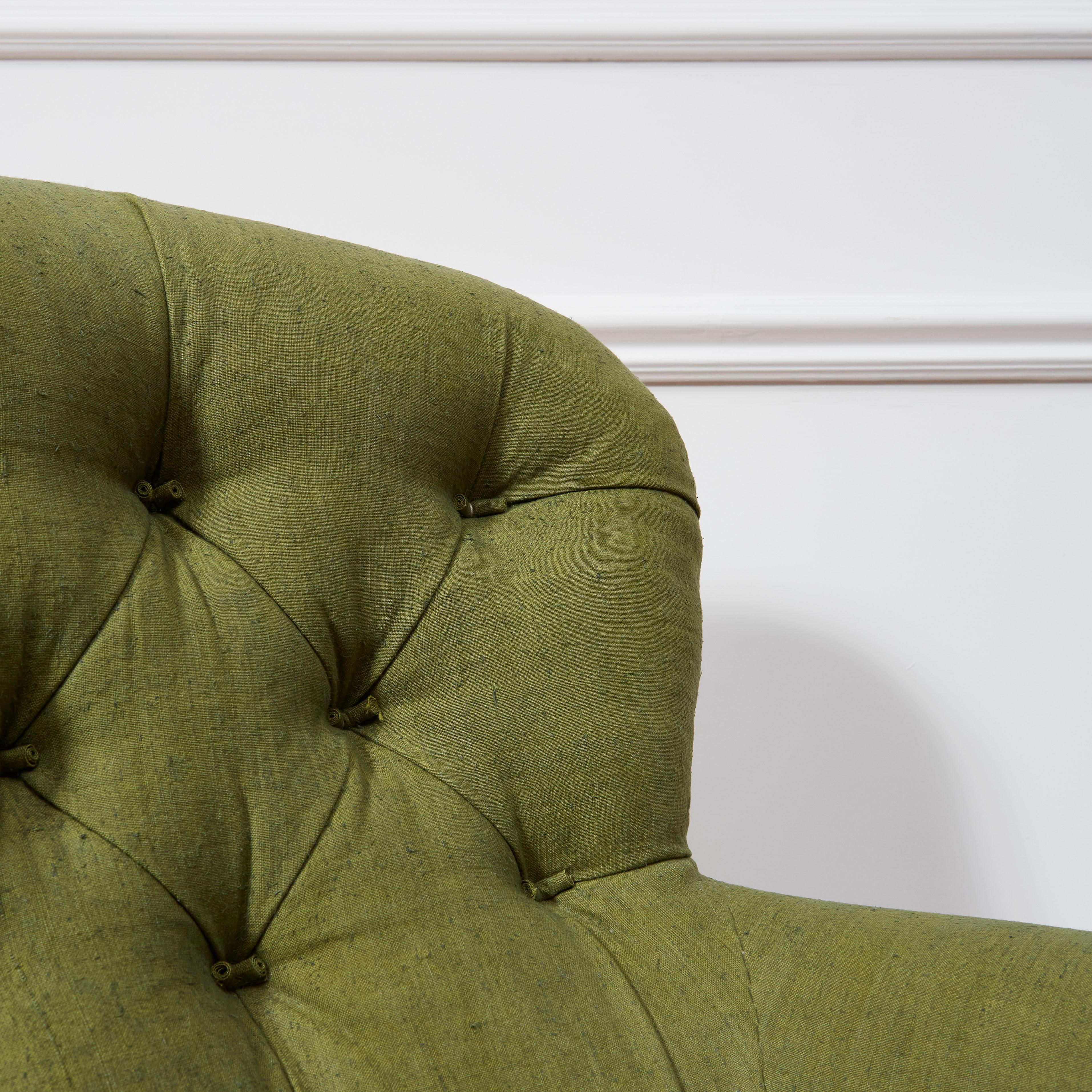 Linen Mid-19th Hindley & Sons Country House Armchair  For Sale