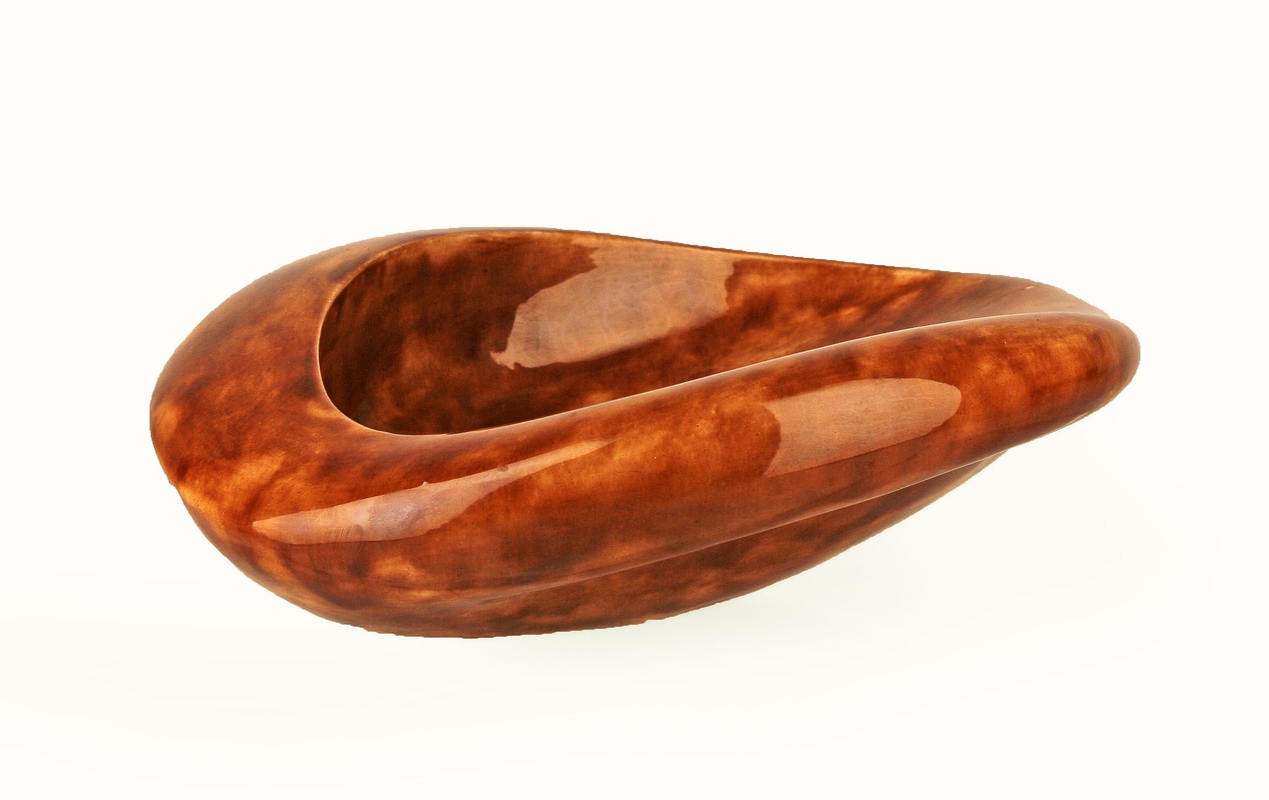 Mid-20 C. Modern Glazed Ceramic Organic Design Bowl by French Brand Hermès Paris In Good Condition For Sale In North Miami, FL
