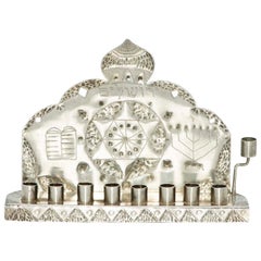 Mid-20th Century American Silver Hanukkah Lamp Menorah