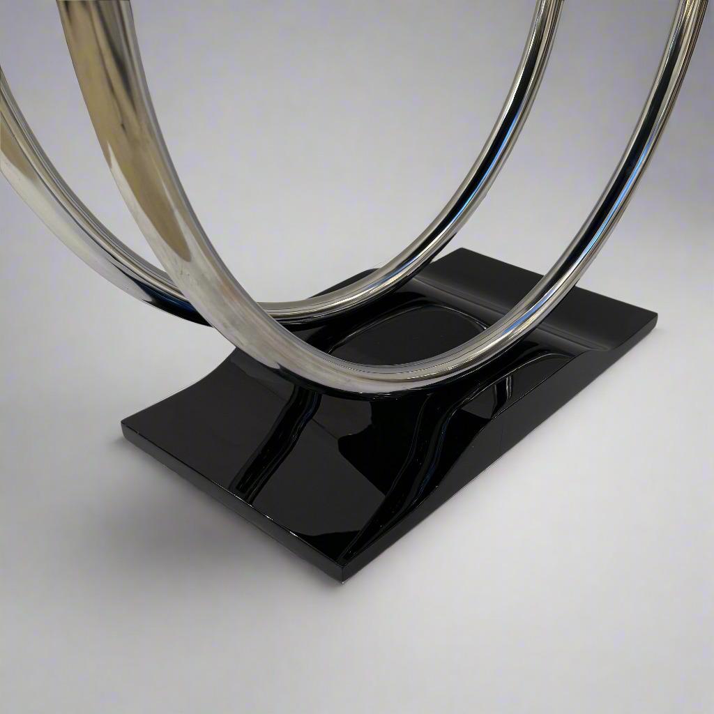 Mid-20 Century French Art Deco Round Chrome Black Side Table In Good Condition For Sale In New York, NY