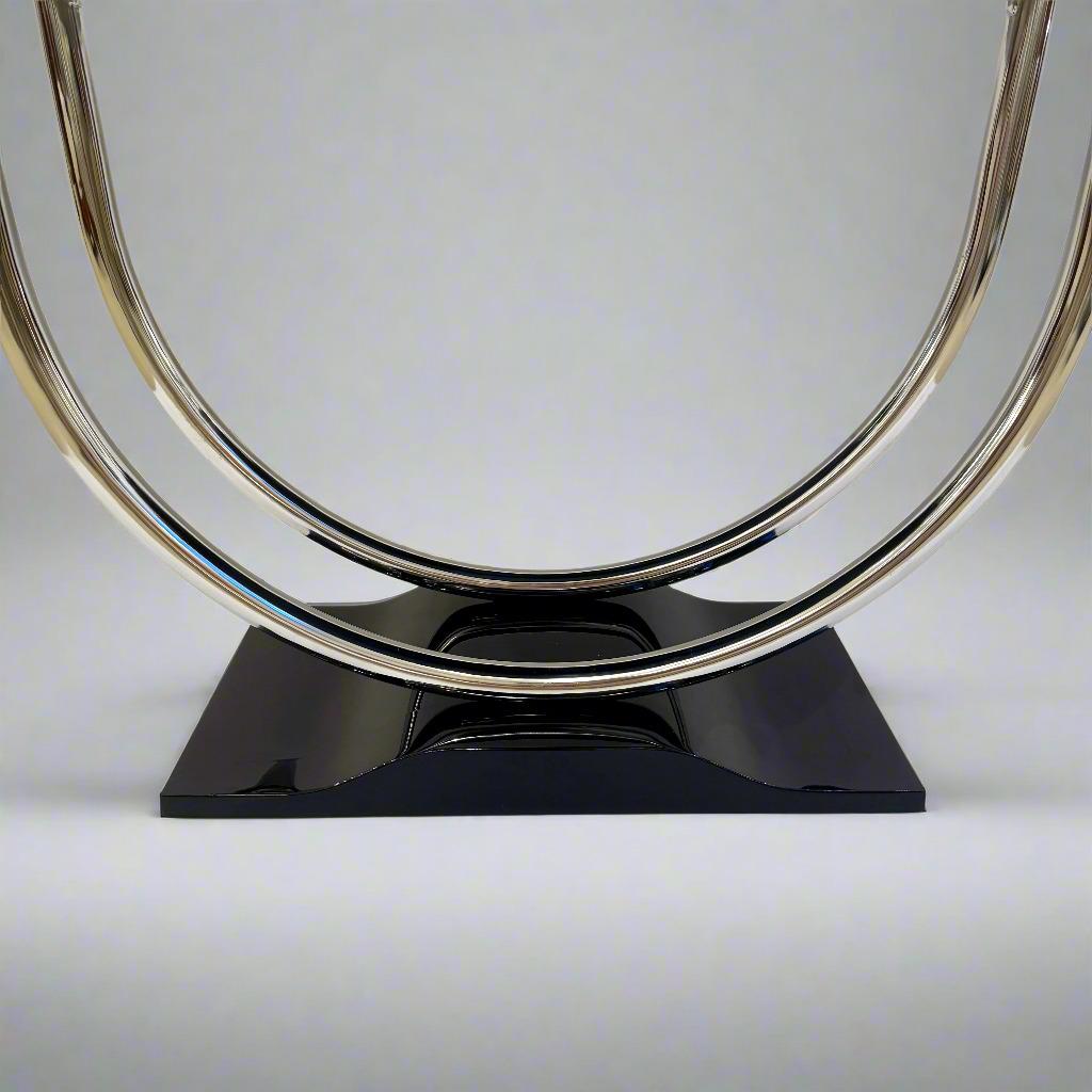 Mid-20 Century French Art Deco Round Chrome Black Side Table For Sale 1