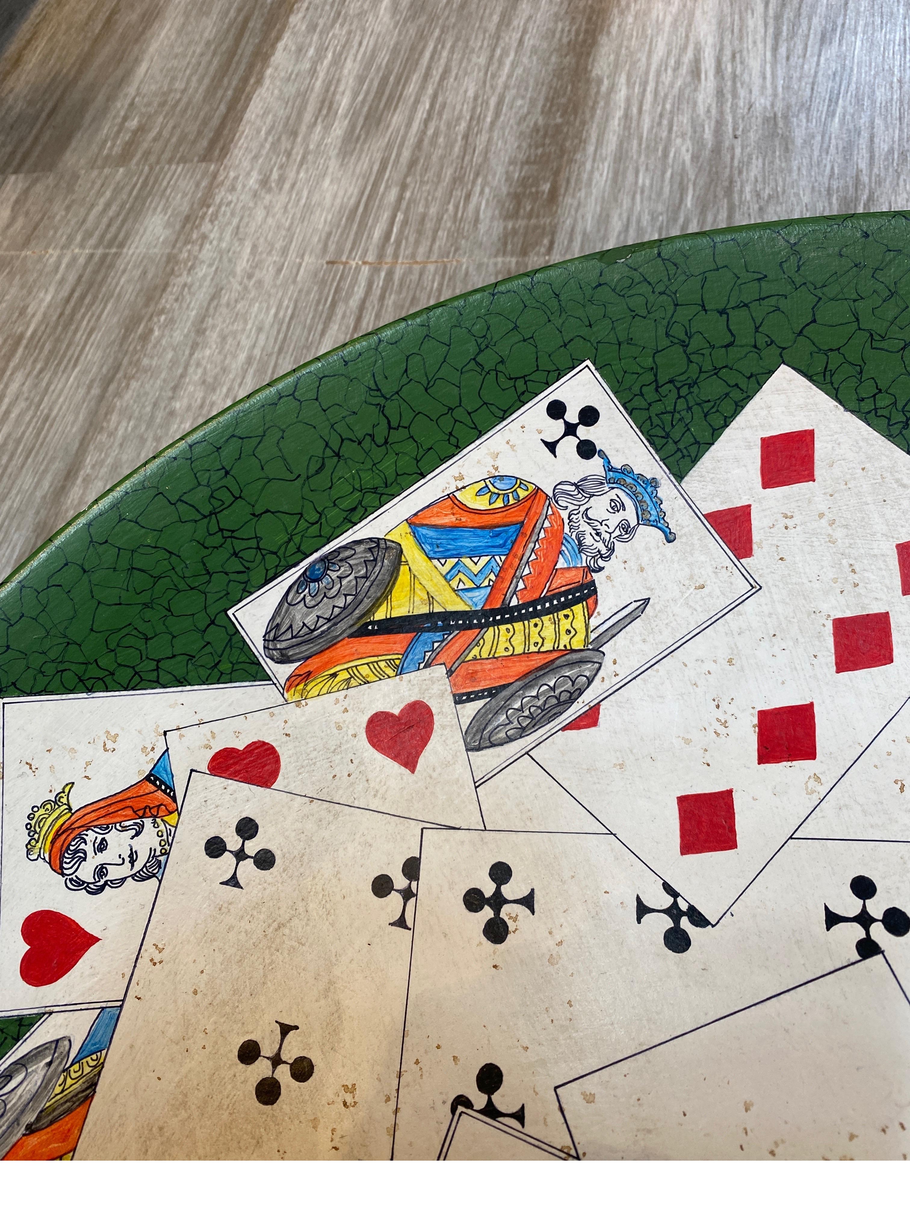 20th Century Mid 20 Century Hand Painted Deck of Cards Porcelain Charger For Sale